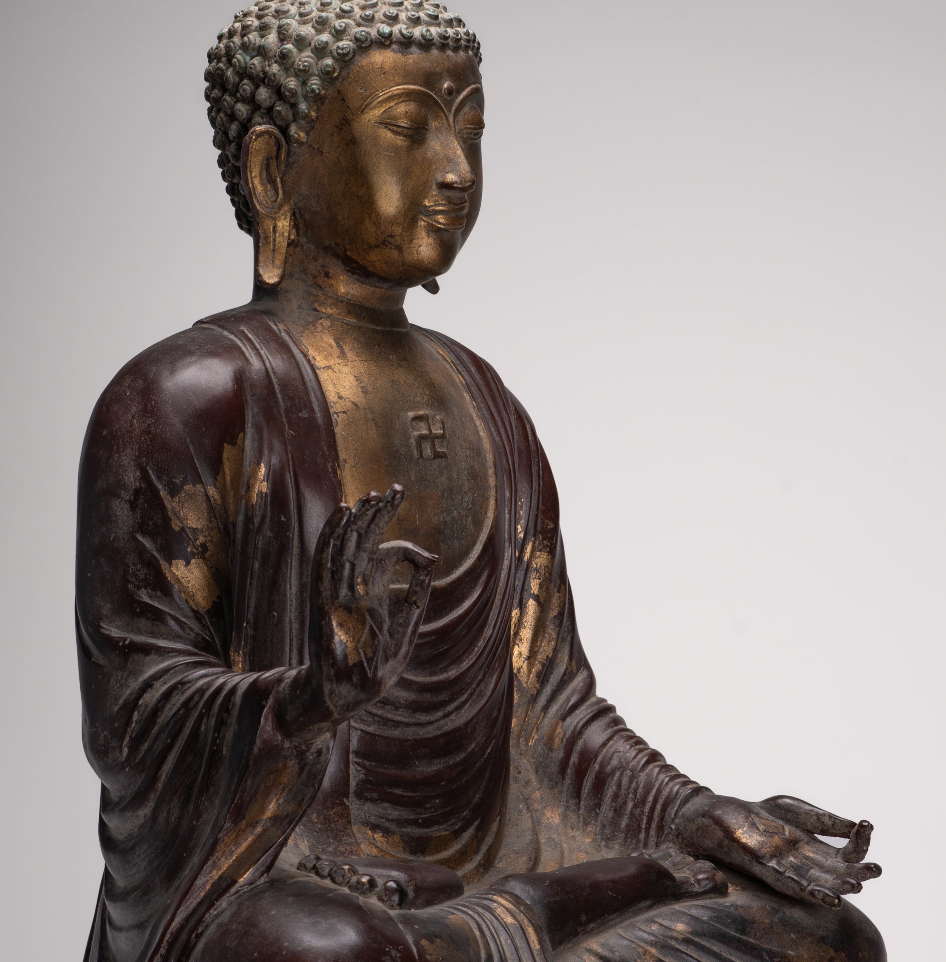 Masterpiece Buddha Statue - Antique Tibet Style Seated Teaching Buddha Statue - 88cm/35"