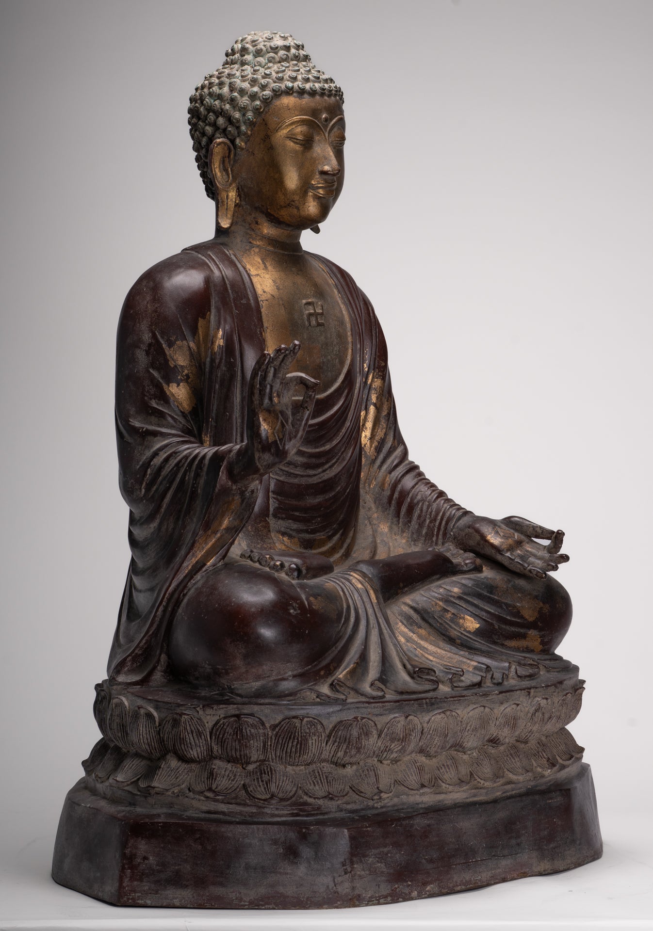 Masterpiece Buddha Statue - Antique Tibet Style Seated Teaching Buddha Statue - 88cm/35"