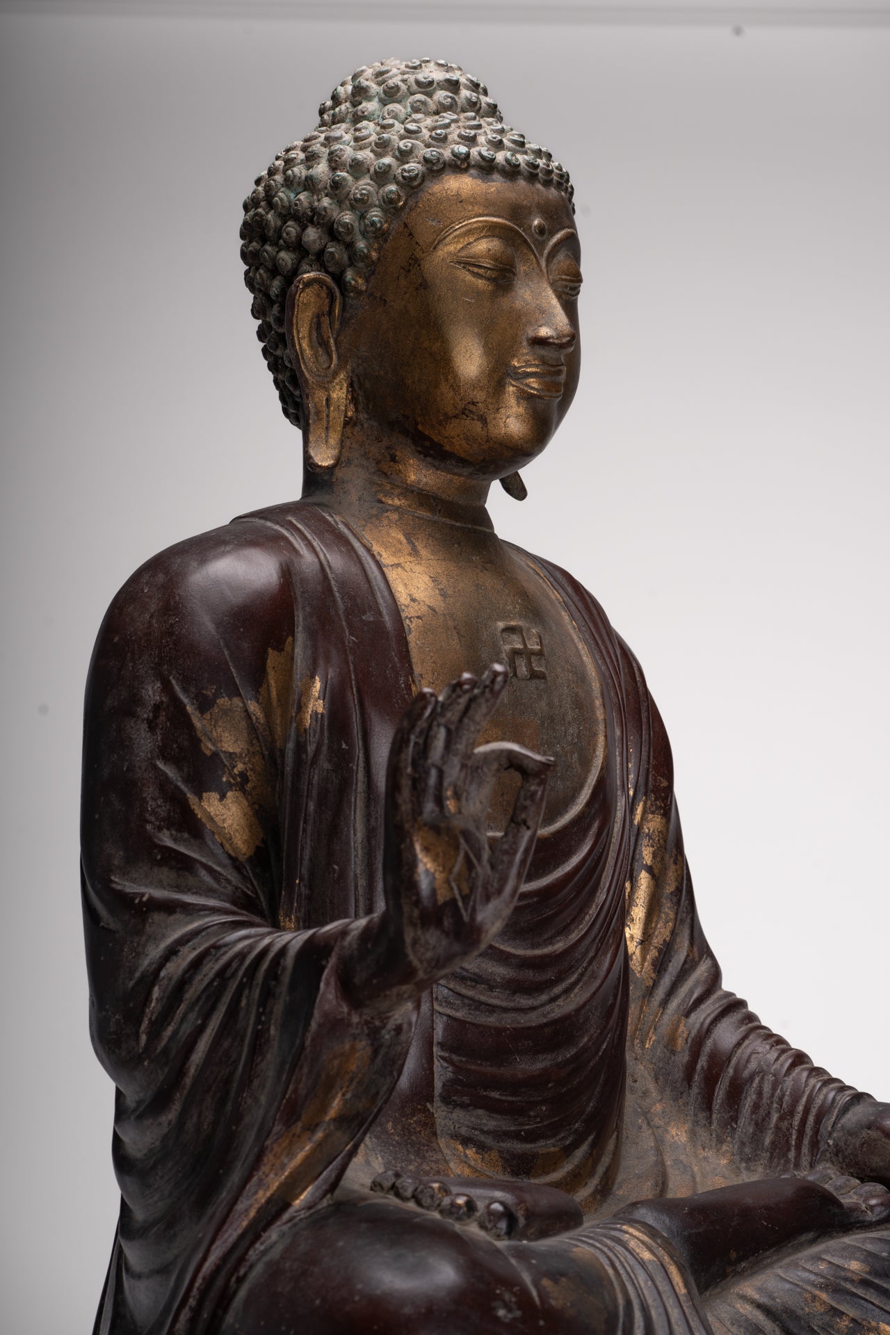 Masterpiece Buddha Statue - Antique Tibet Style Seated Teaching Buddha Statue - 88cm/35"