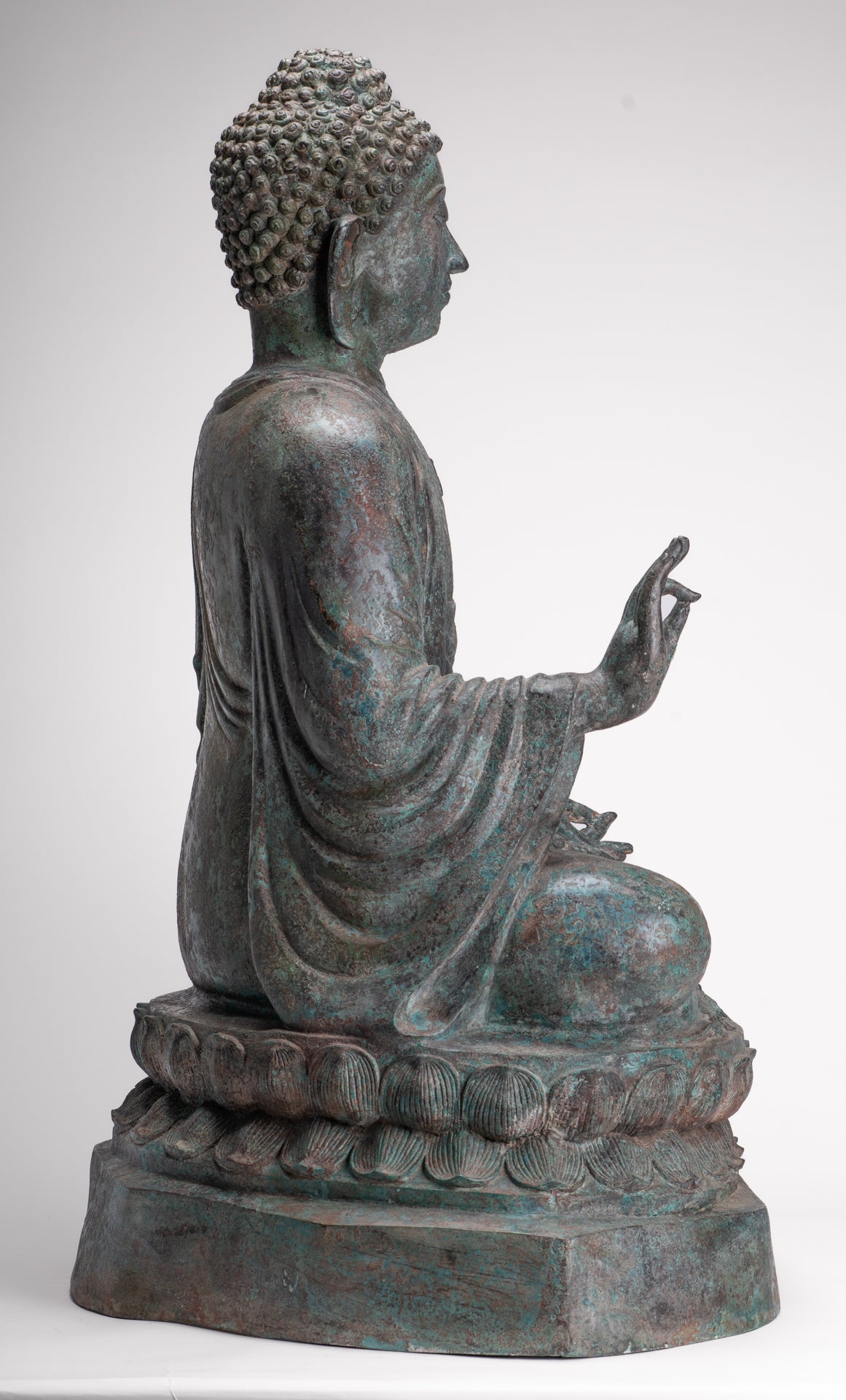 Masterpiece Antique Tibet Style Seated Teaching Buddha Statue - 88cm/35"