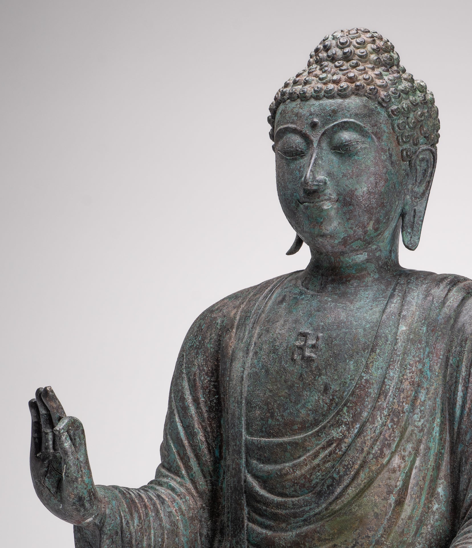 Masterpiece Antique Tibet Style Seated Teaching Buddha Statue - 88cm/35"