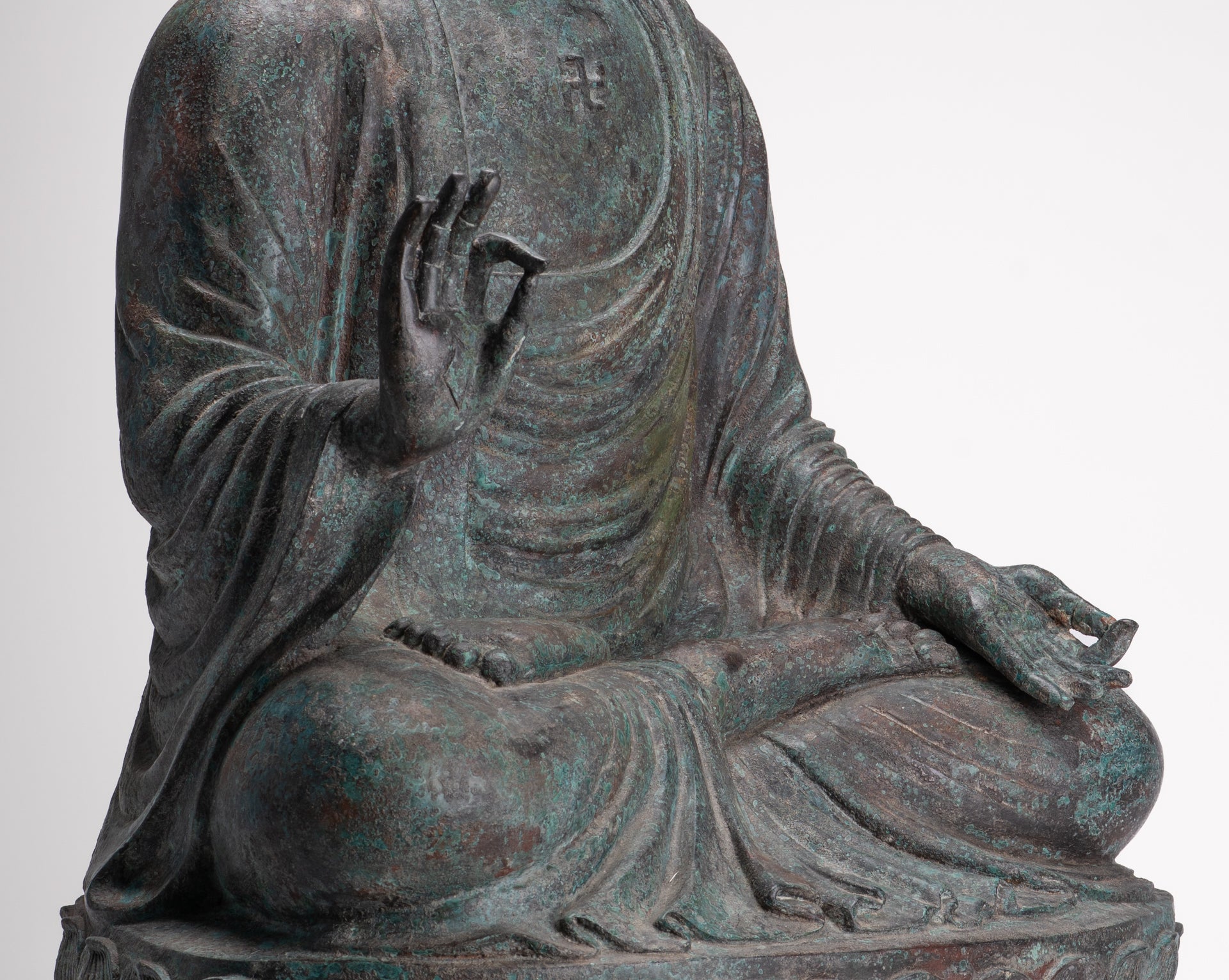 Masterpiece Antique Tibet Style Seated Teaching Buddha Statue - 88cm/35"