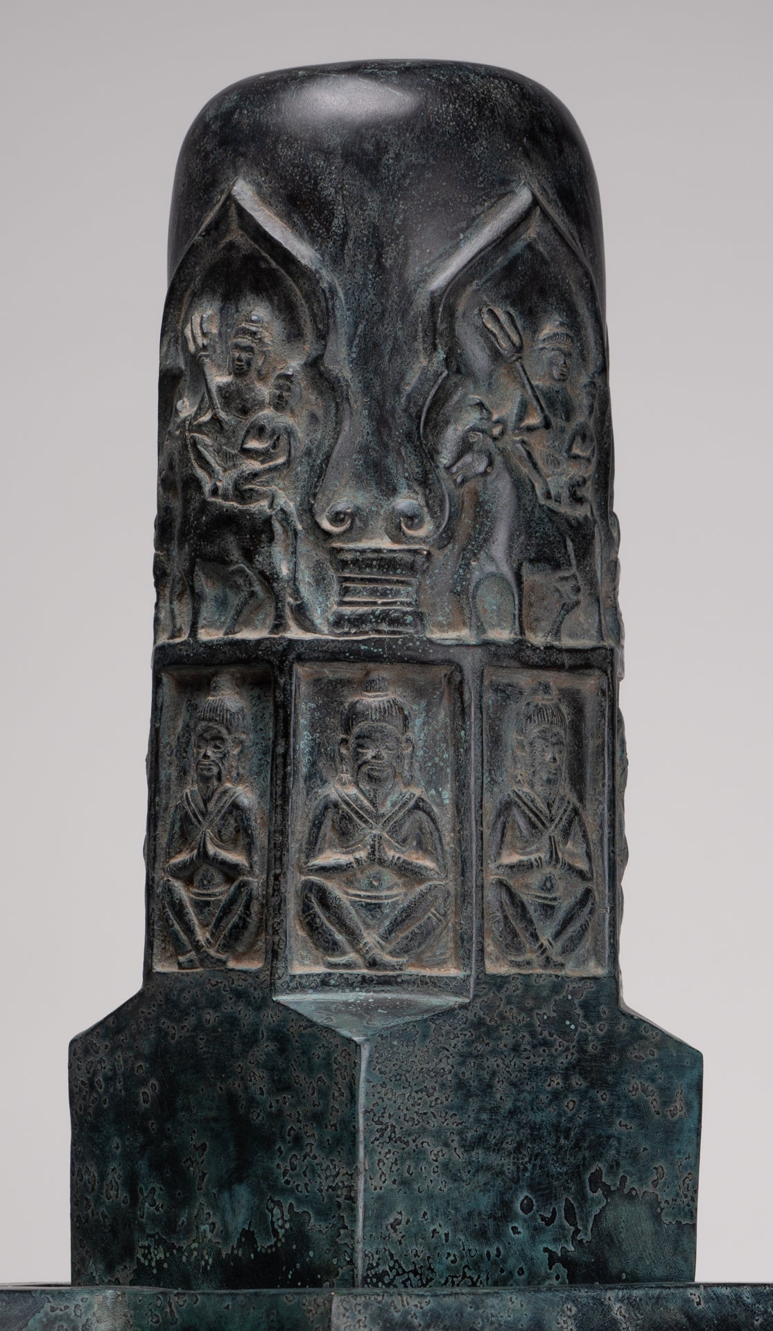 Large Linga Statue - Antique Khmer Style Bronze Linga / Lingnum & Yoni - 53cm/21"