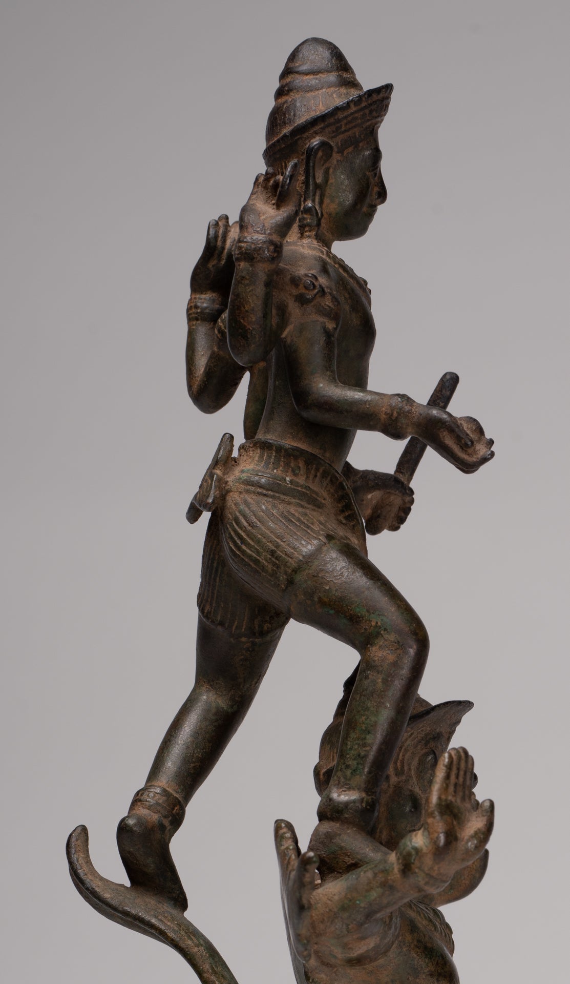 Masterpiece - Antique Khmer Style Bronze Khmer Baphuon Vishnu Statue Riding Garuda - 36cm/14"