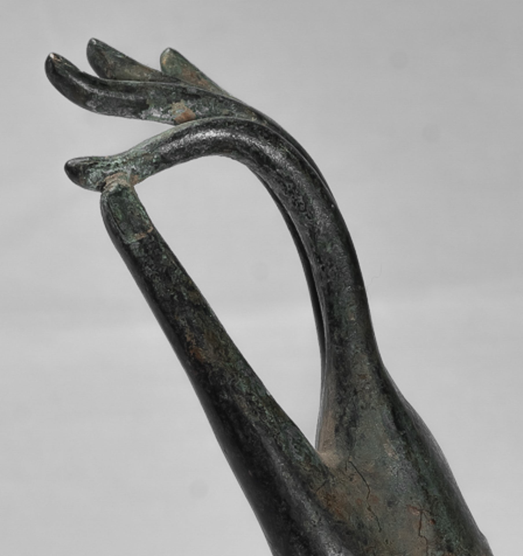 Mounted Antique Thai Style Southeast Asia Bronze Thai Teaching Hand - 29cm/12"