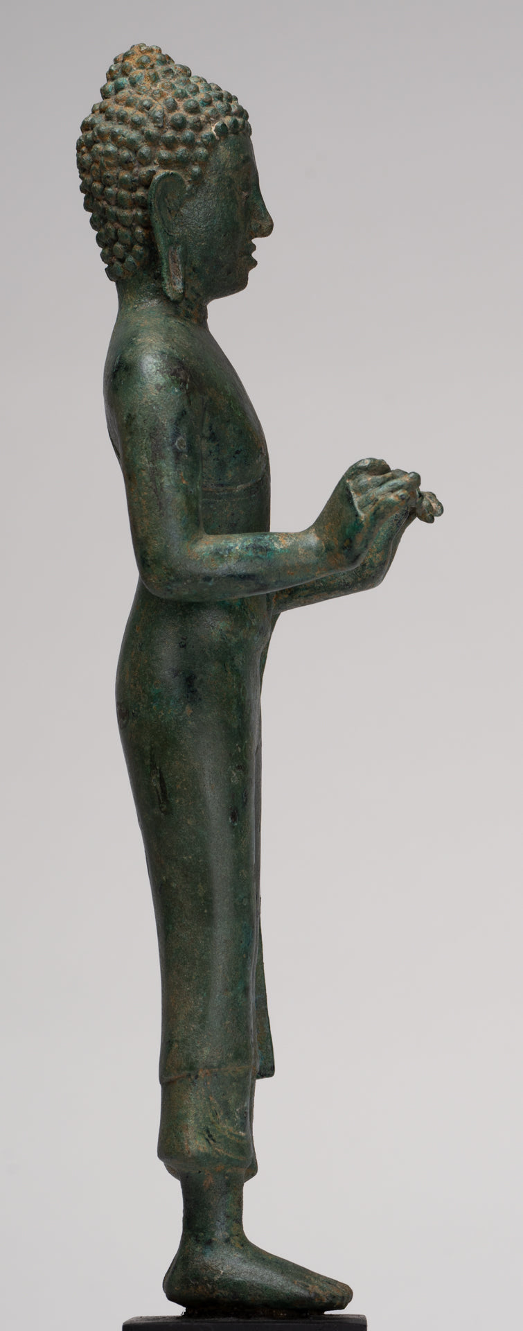 Buddha Statue - Antique Thai Style Standing Bronze Mon Dvaravati Teaching Buddha Statue - 35cm/14"