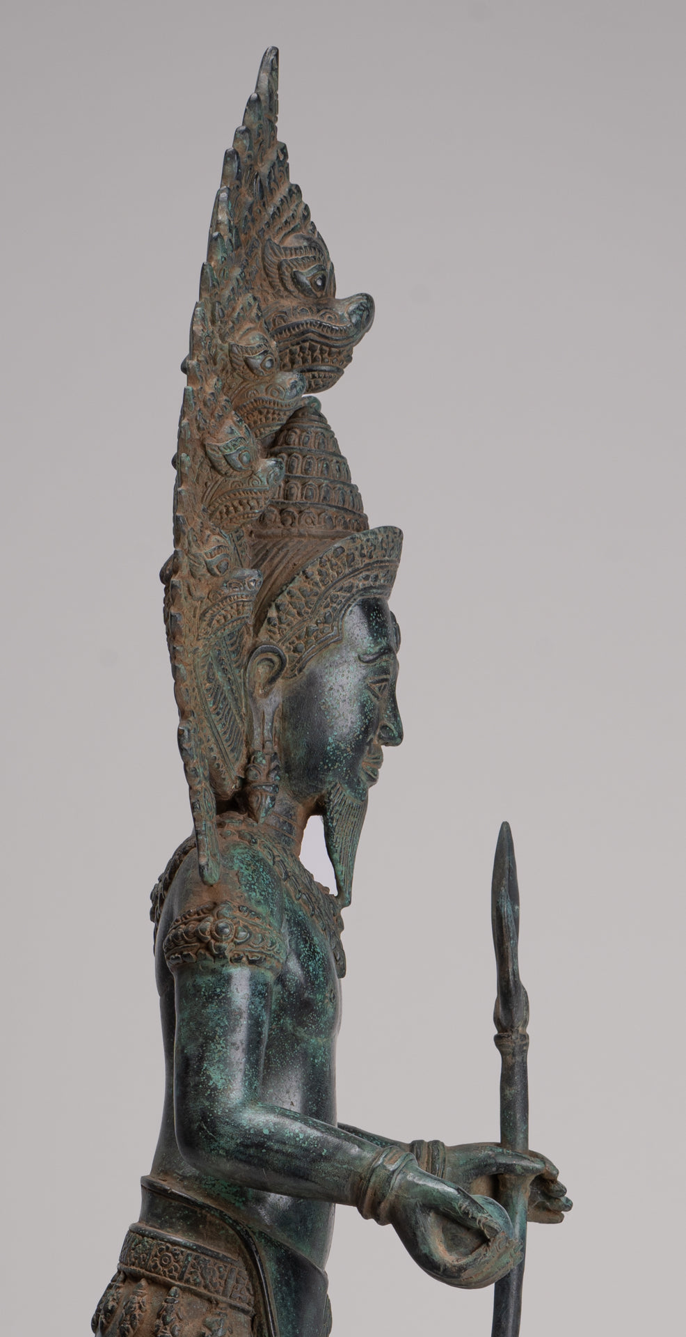 Naga Statue - Antique Khmer Style Bronze Protective 'Kaundinya I' Consort of Queen Soma - Naga, Snake or Serpent Statue - 77cm/31"