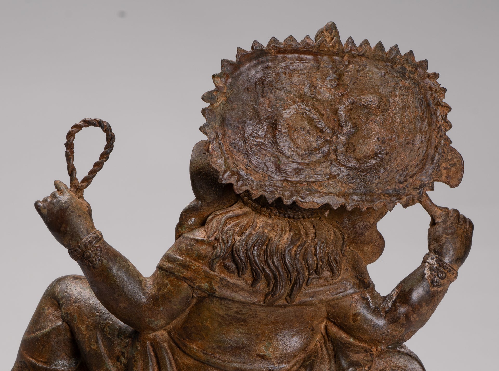 Ganesh - Antique Thai Style Bronze Reclining Ganesha Statue w/Mouse - 41cm/16"