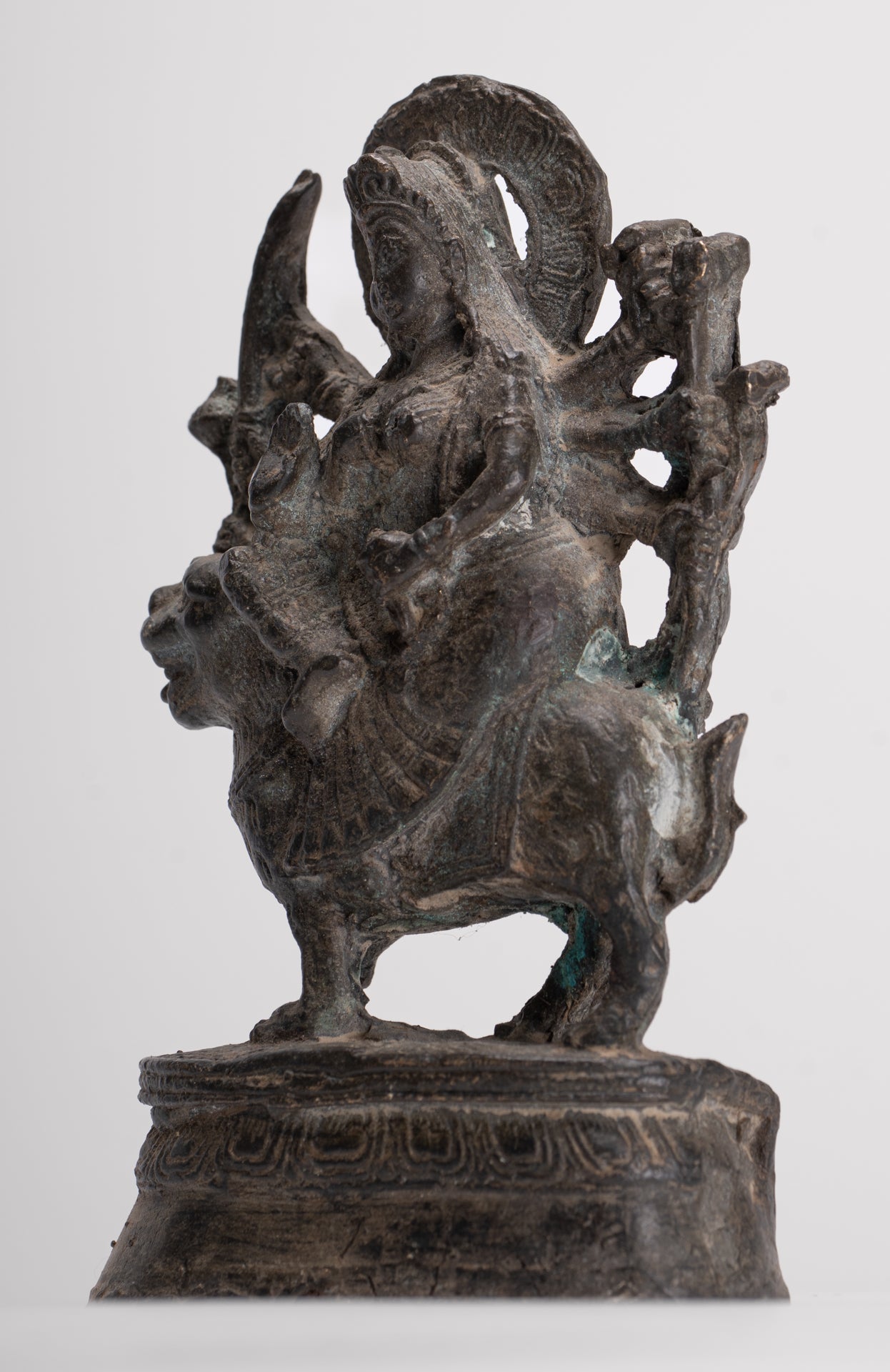 Chandraghanta - Antique Javanese Style Majapahit Chandraghanta Durga Statue - 15cm/6"