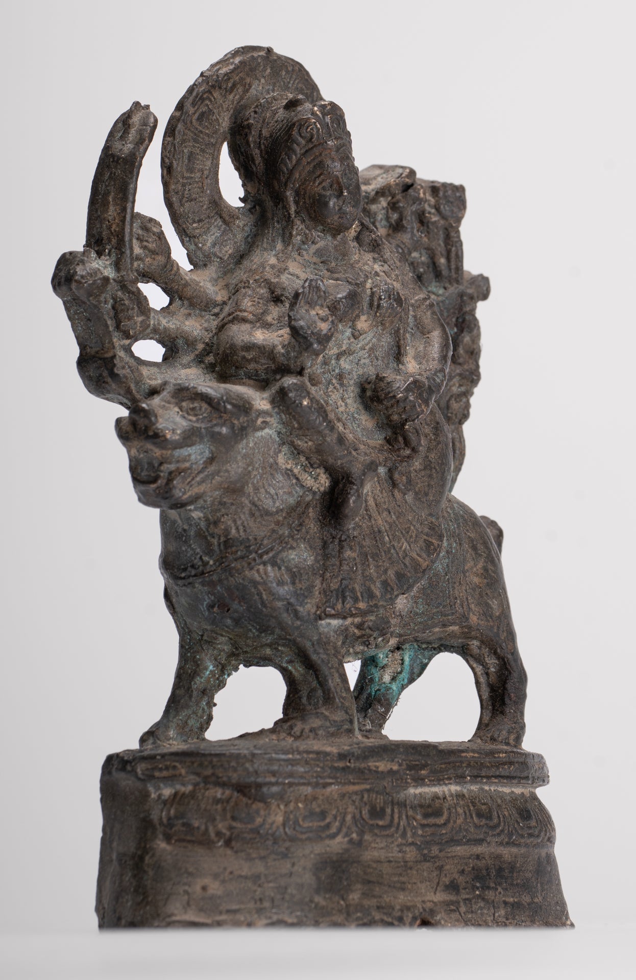 Chandraghanta - Antique Javanese Style Majapahit Chandraghanta Durga Statue - 15cm/6"