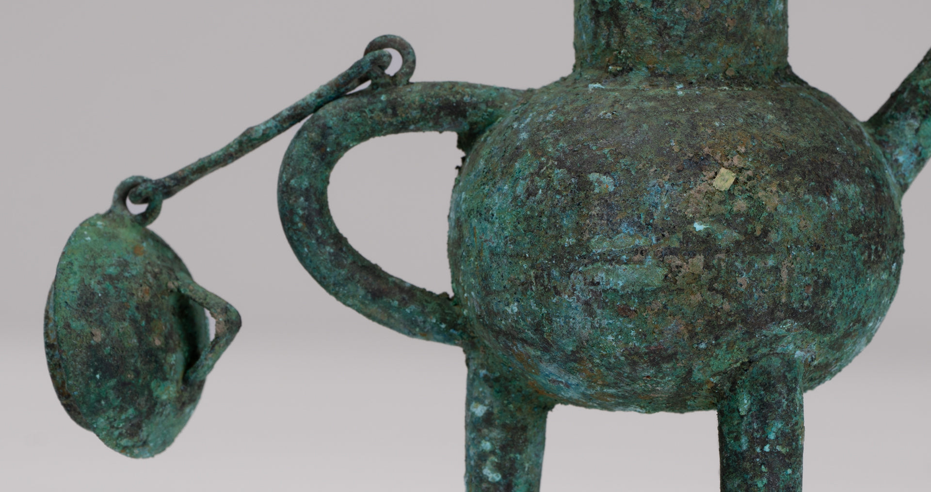 Antique Khmer Style Southeast Asian Bronze Ritual Tripod Pouring Vessel - 11cm/4"