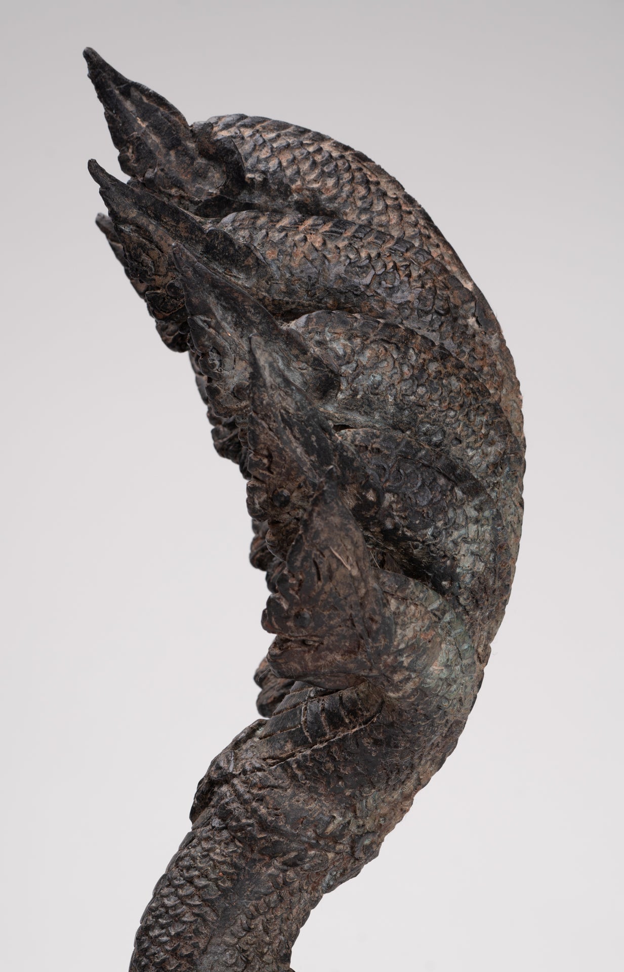 Antique Thai Style Bronze Nine Head Protective Naga, Snake or Serpent Statue - 35cm/14"