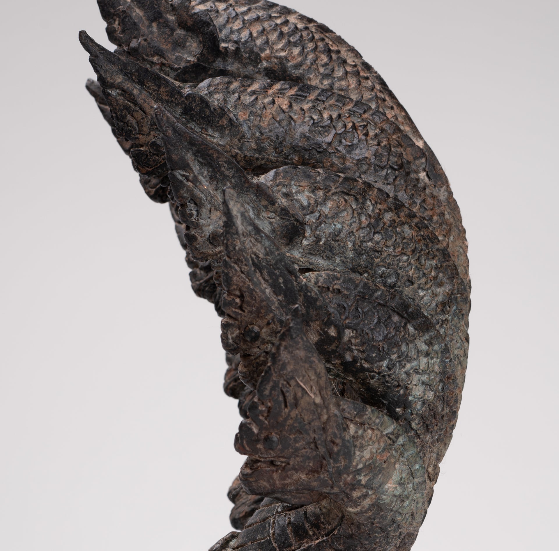 Antique Thai Style Bronze Nine Head Protective Naga, Snake or Serpent Statue - 35cm/14"