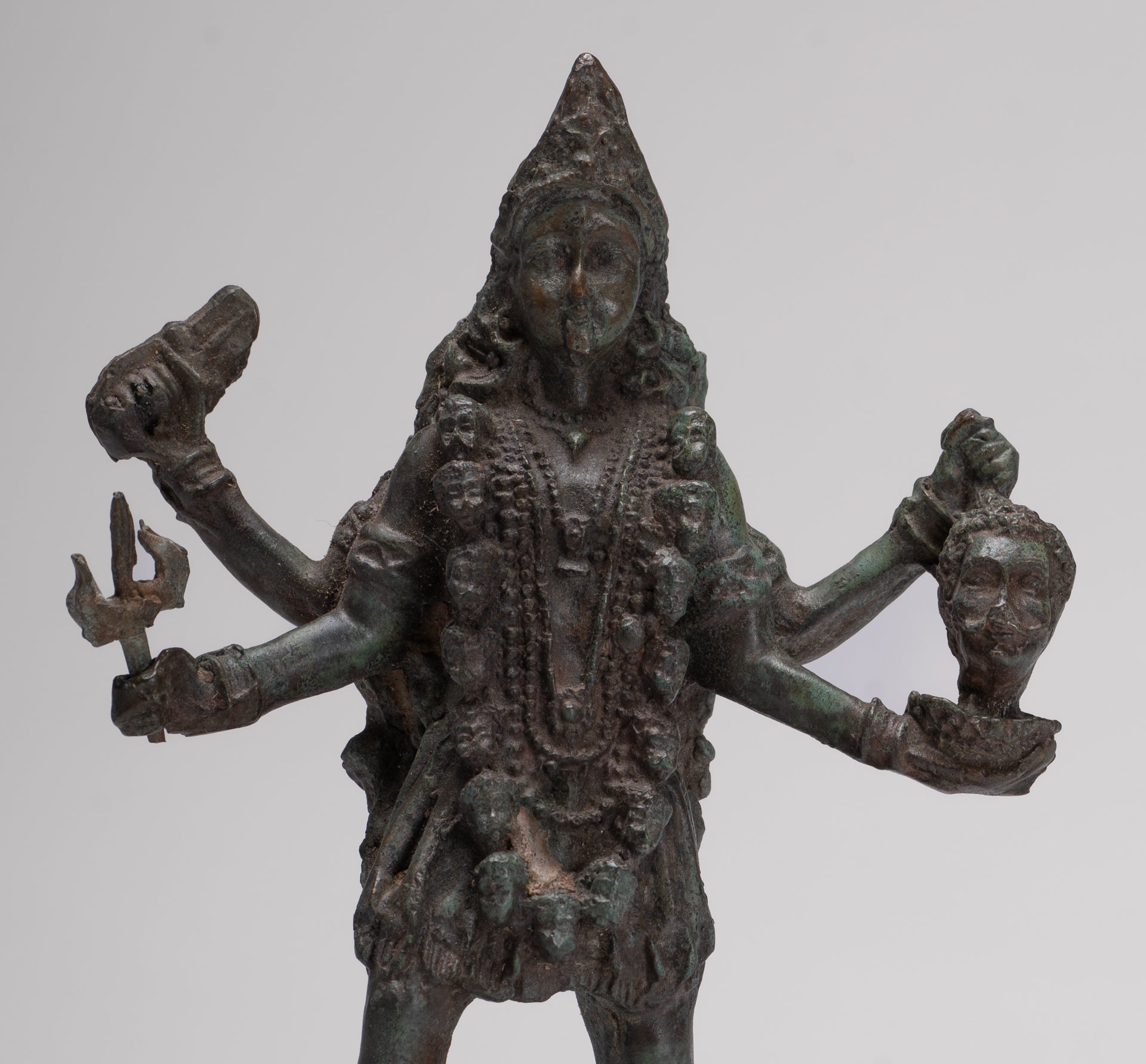 Kali Statue - Antique Indian Style Standing Bronze Kali or Mahakali Statue - 19cm/8"