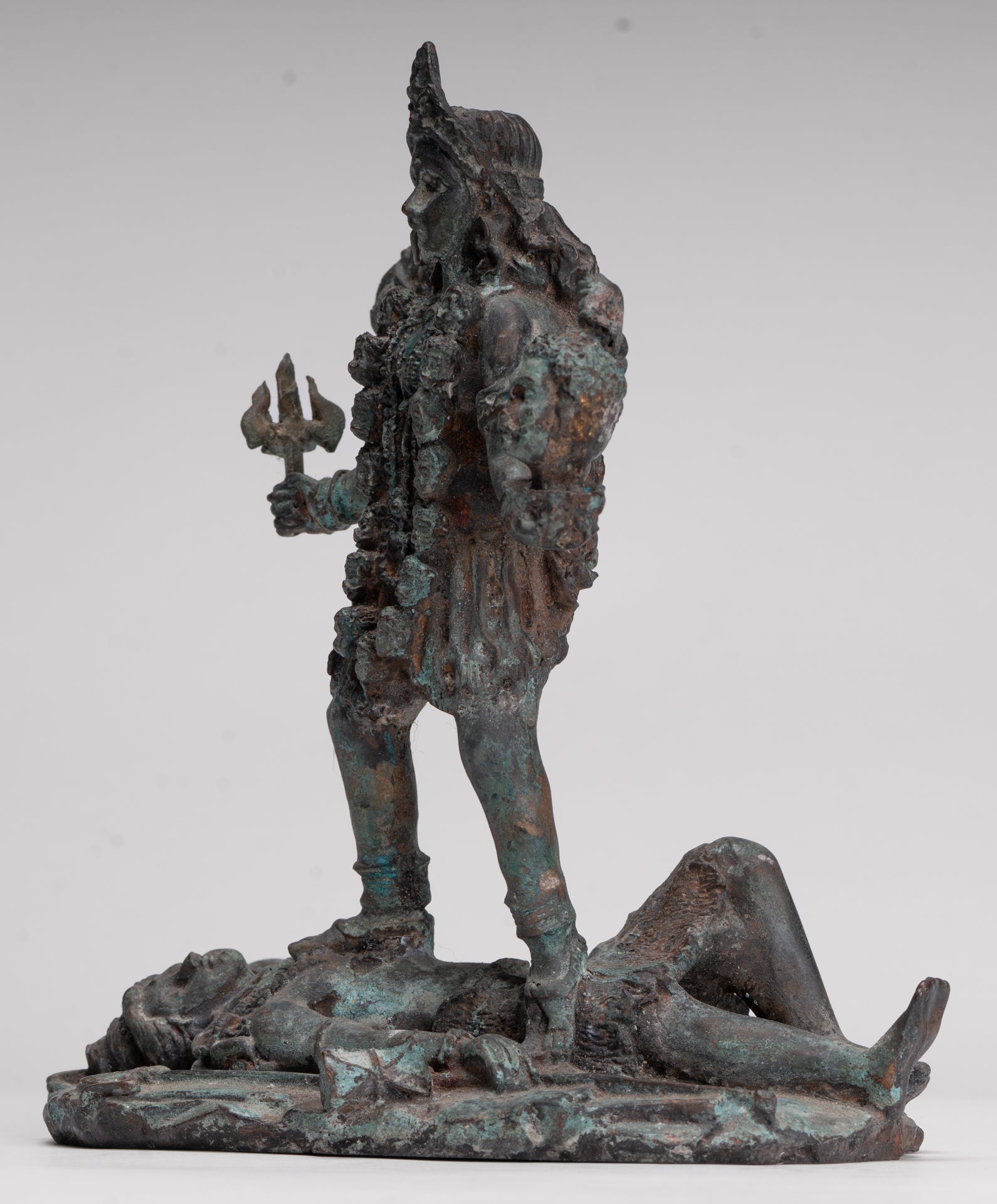 Kali Statue - Antique Indian Style Standing Bronze Kali or Mahakali Statue - 20cm/8"