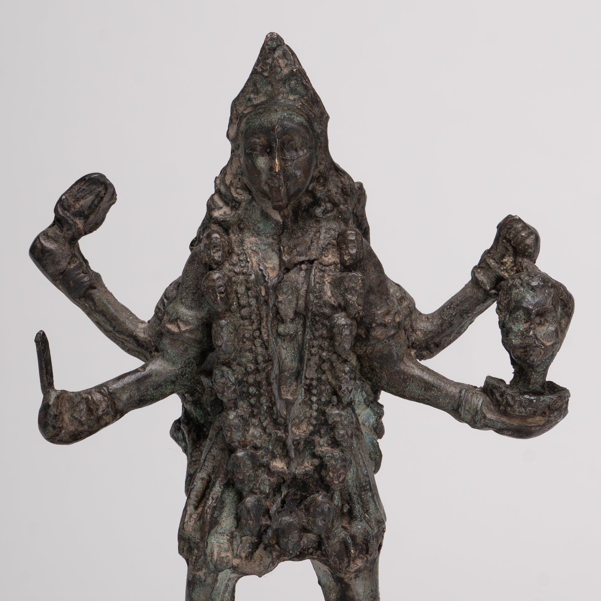 Antique Indian Style Standing Bronze Kali or Mahakali Statue - 19cm/8"