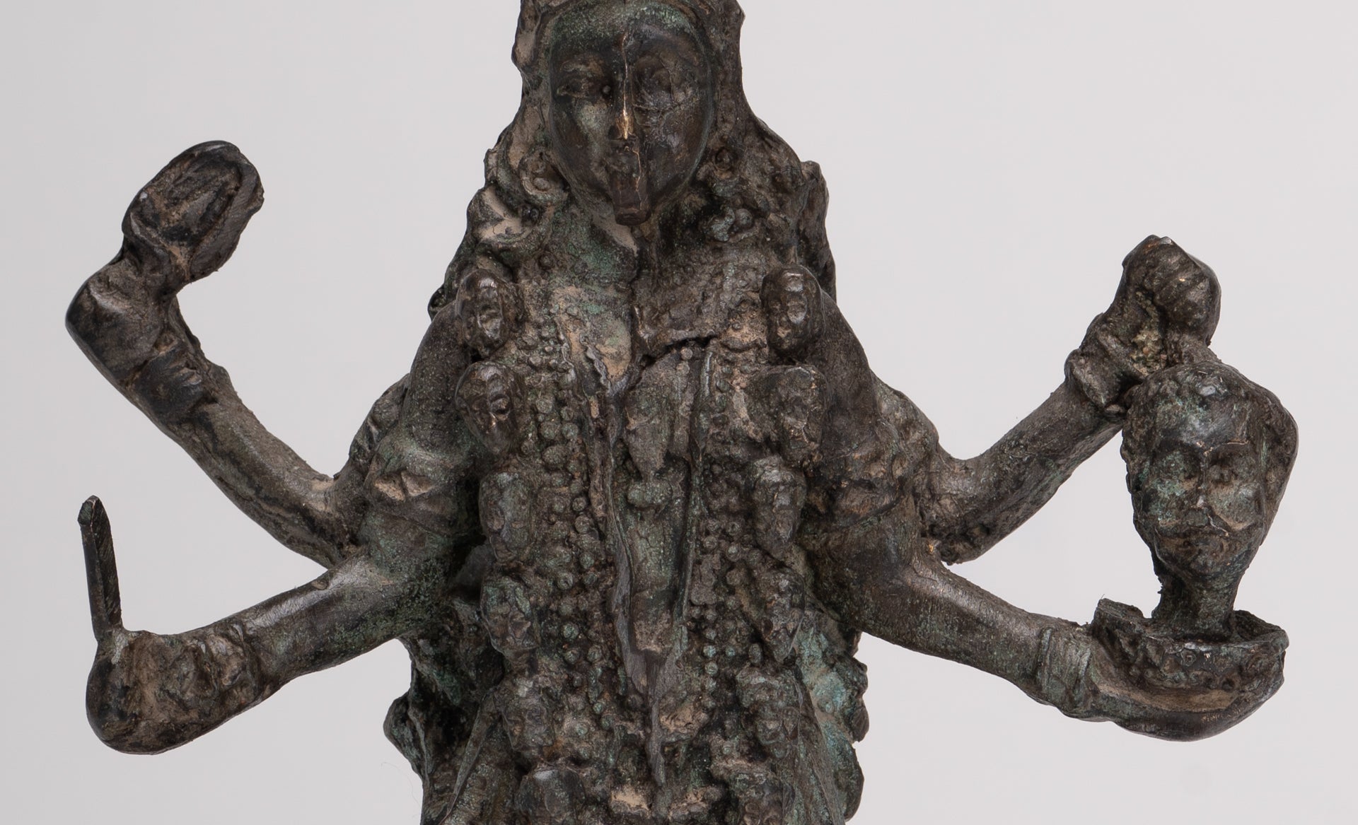 Antique Indian Style Standing Bronze Kali or Mahakali Statue - 19cm/8"