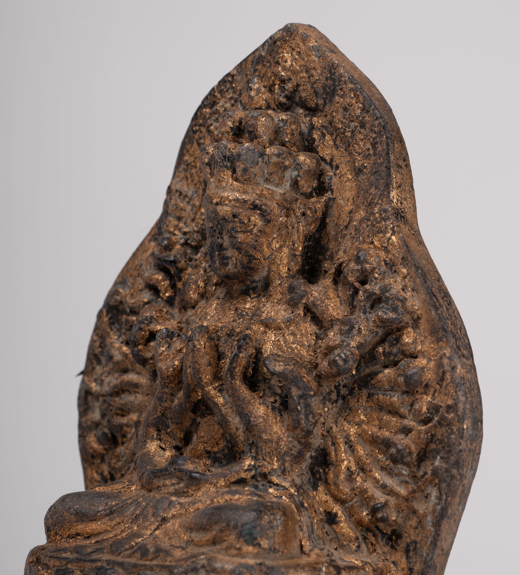 Bodhisattva Statue - Antique Khmer Style 1000 Arm Avaloketishvara Bodhisattva Statue - 17.5cm/7"