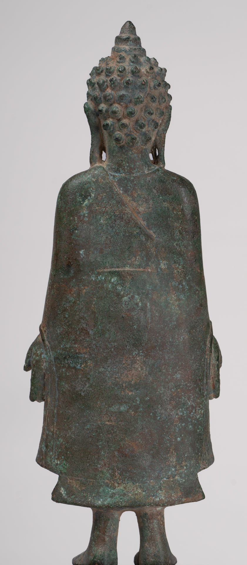 Statue de Bouddha - Antique Khmer Mouled Bronze Phnom Da Standard Bouddha Statue - 31cm / 12 "