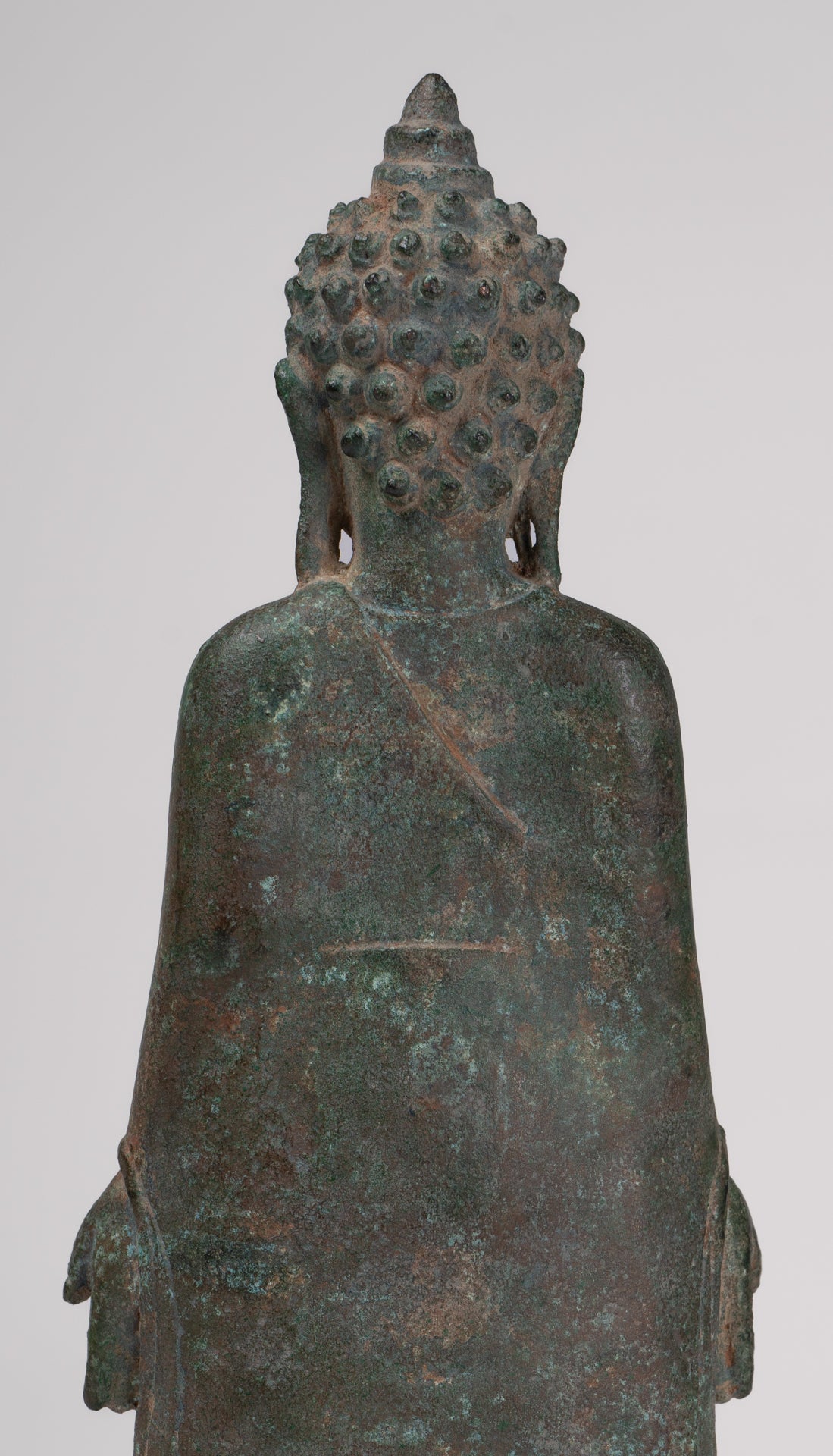 Statue de Bouddha - Antique Khmer Mouled Bronze Phnom Da Standard Bouddha Statue - 31cm / 12 "