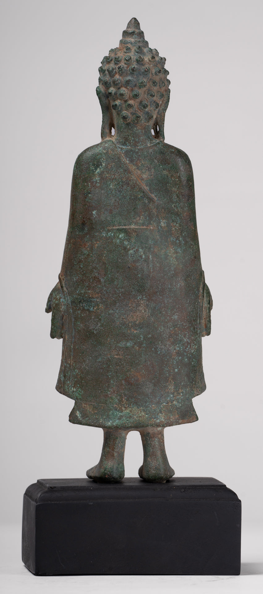 Statue de Bouddha - Antique Khmer Mouled Bronze Phnom Da Standard Bouddha Statue - 31cm / 12 "