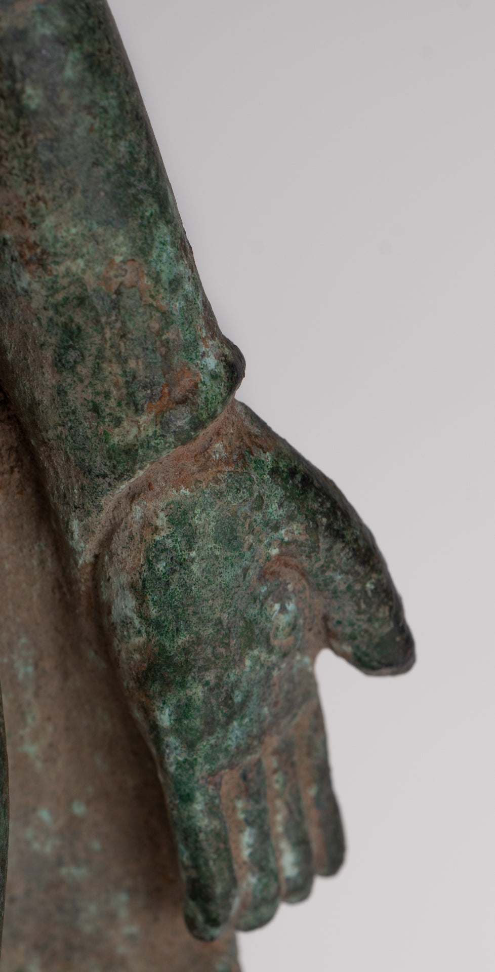 Statue de Bouddha - Antique Khmer Mouled Bronze Phnom Da Standard Bouddha Statue - 31cm / 12 "