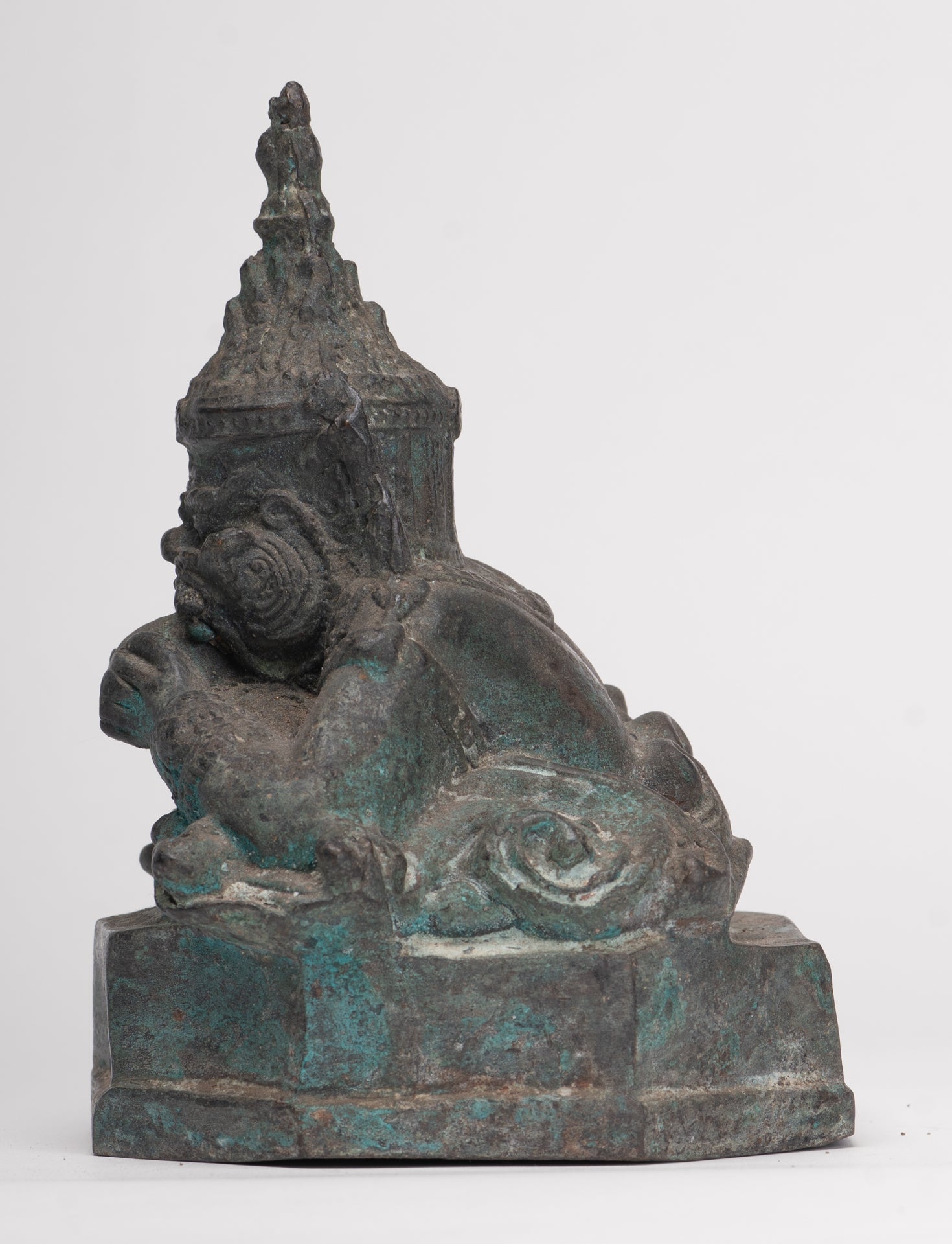 Phra Rahu Statue - Antique Thai Style God of Eclipses and Protection Phra Rahu Statue - 15.5cm/6"