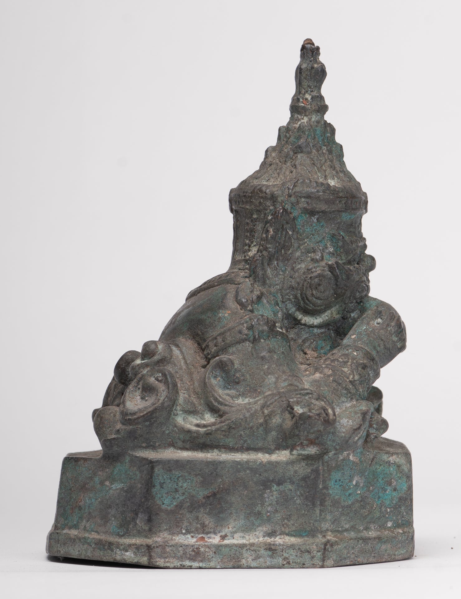 Phra Rahu Statue - Antique Thai Style God of Eclipses and Protection Phra Rahu Statue - 15.5cm/6"