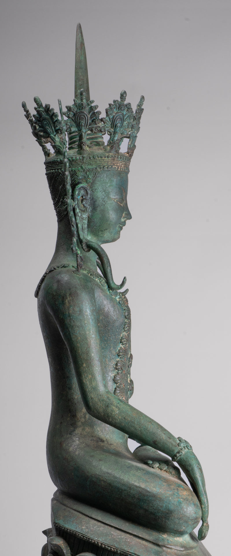 Large Buddha Statue - Antique Burmese Style Bronze Shan Enlightenment Seated Buddha Statue - 103cm/41"