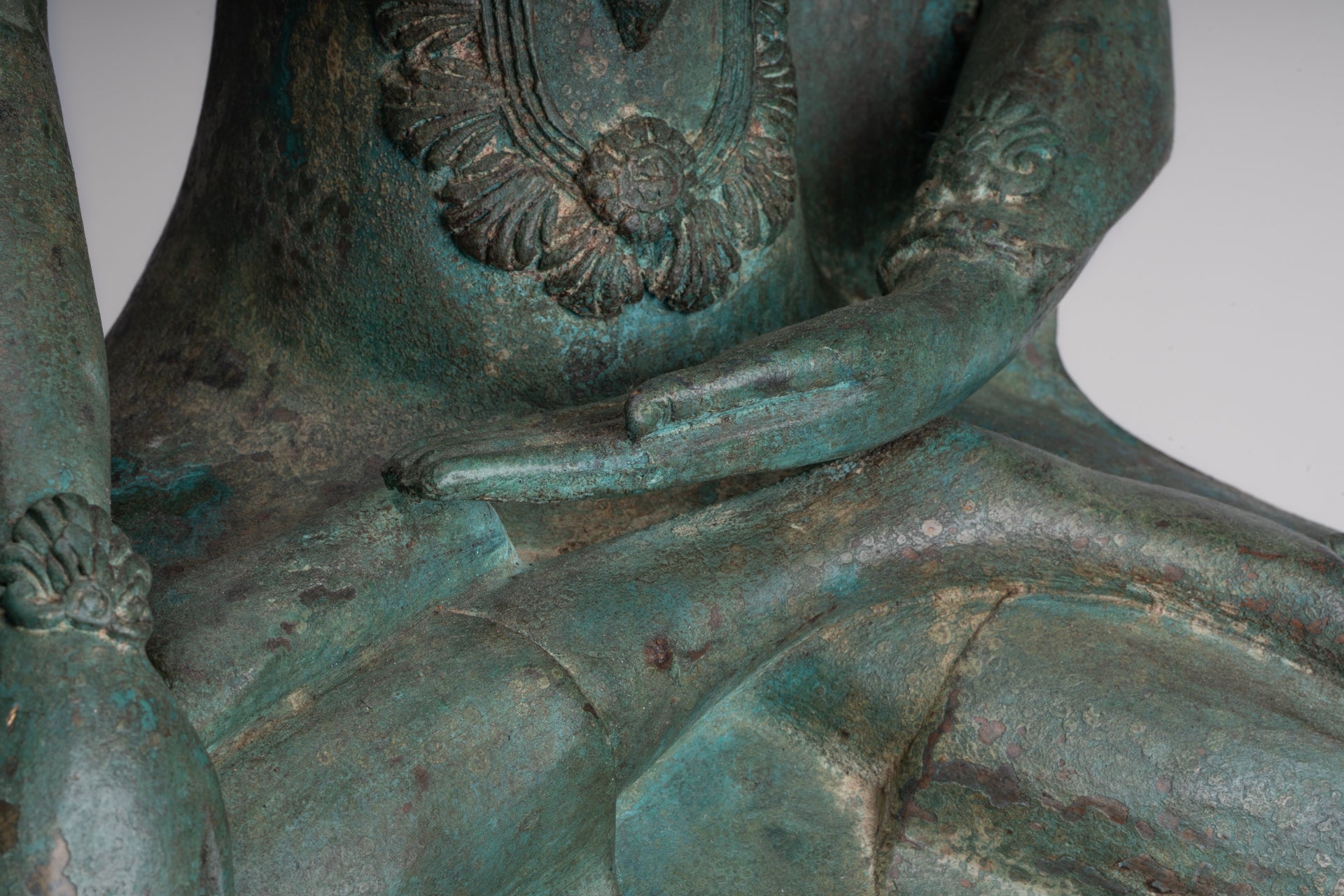 Large Buddha Statue - Antique Burmese Style Bronze Shan Enlightenment Seated Buddha Statue - 103cm/41"