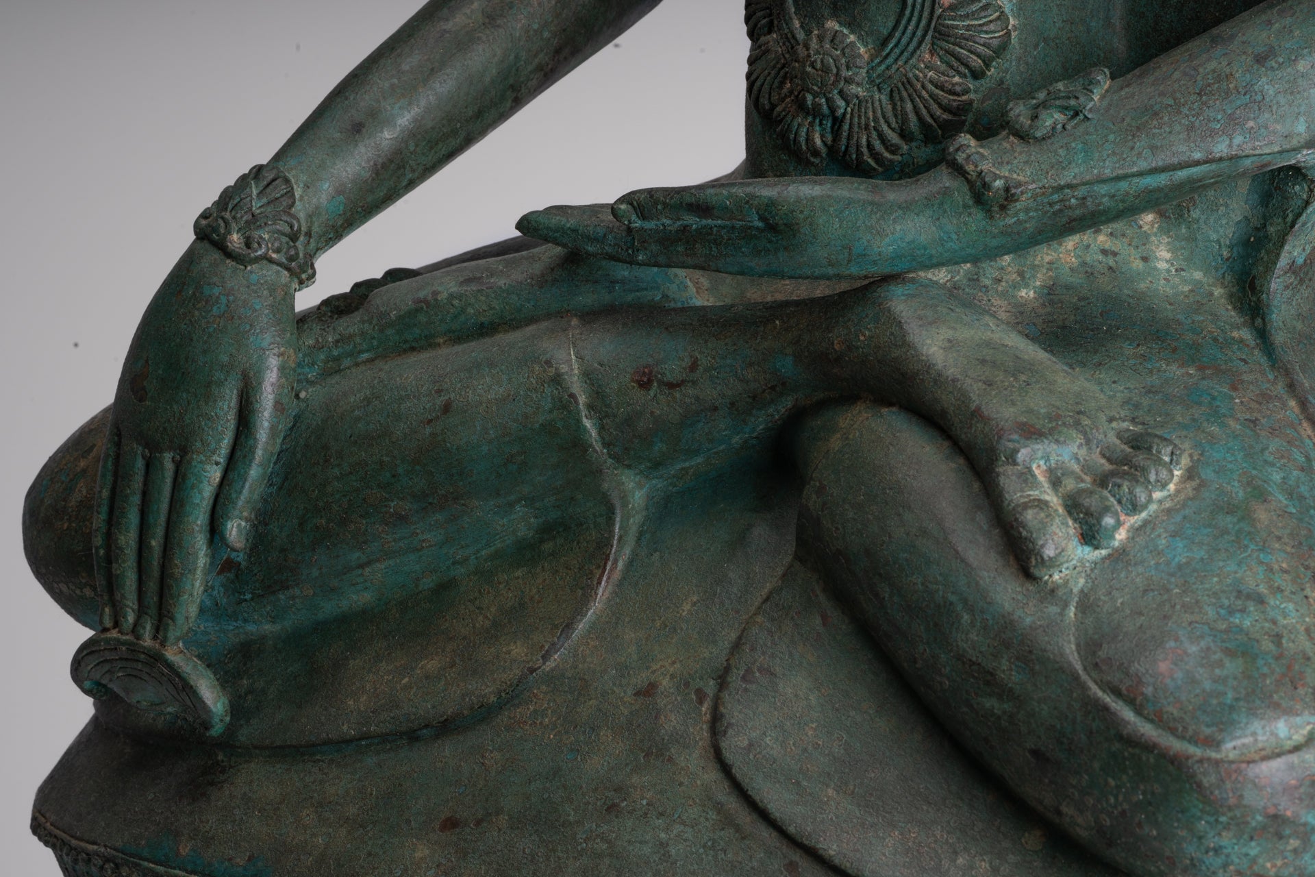 Large Buddha Statue - Antique Burmese Style Bronze Shan Enlightenment Seated Buddha Statue - 103cm/41"