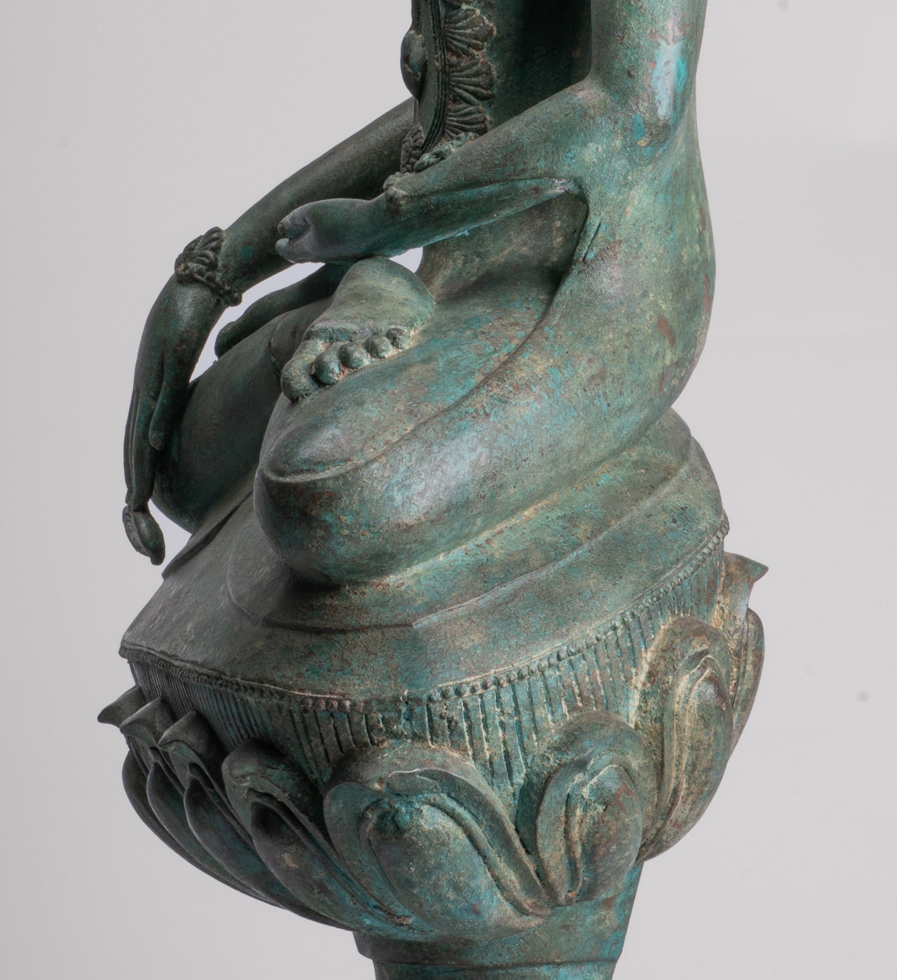 Large Buddha Statue - Antique Burmese Style Bronze Shan Enlightenment Seated Buddha Statue - 103cm/41"