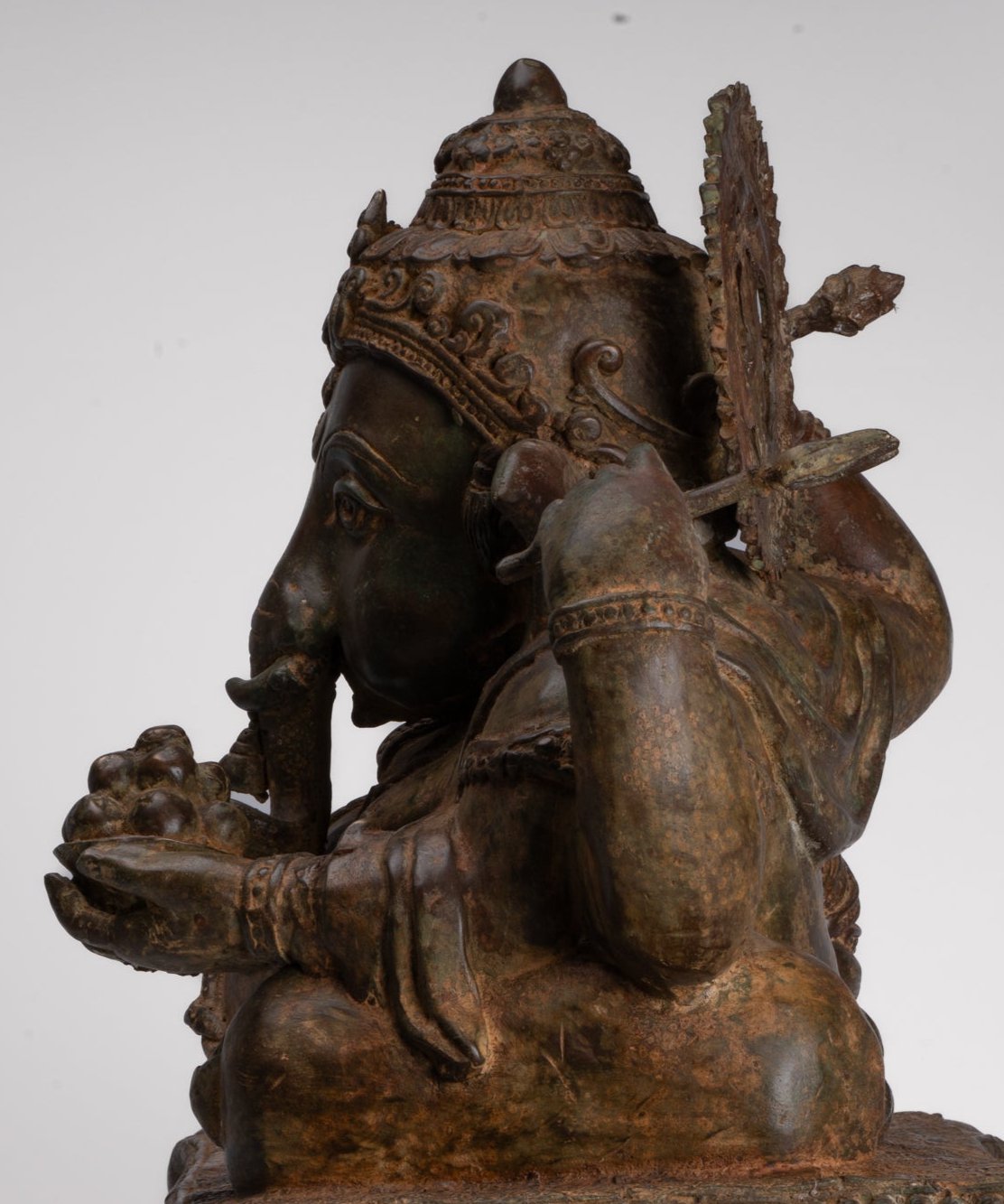 Ganesh - Antique Thai Style Bronze Reclining Ganesha Statue - 47cm/19"