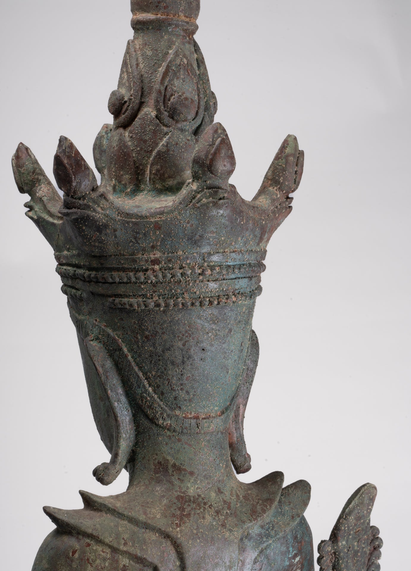 Antique Burmese Style Bronze Shan Enlightenment Seated Buddha Statue - 100cm/40"