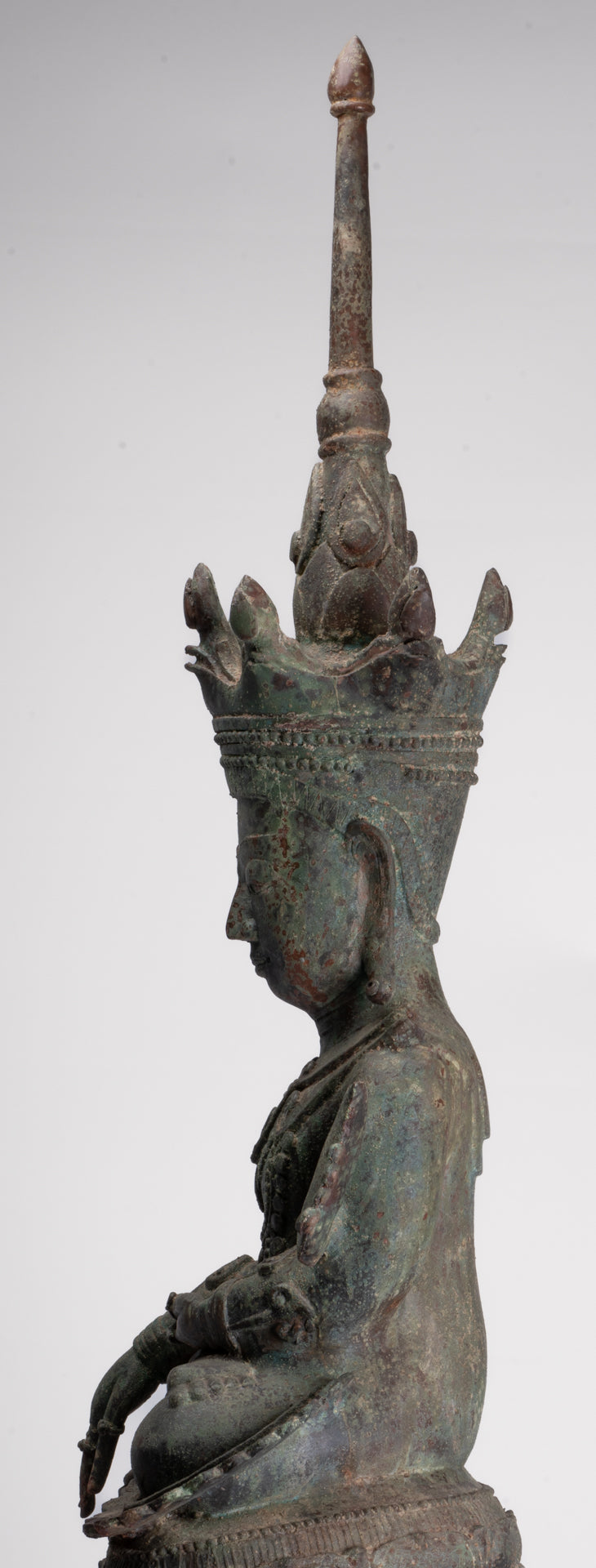 Antique Burmese Style Bronze Shan Enlightenment Seated Buddha Statue - 100cm/40"