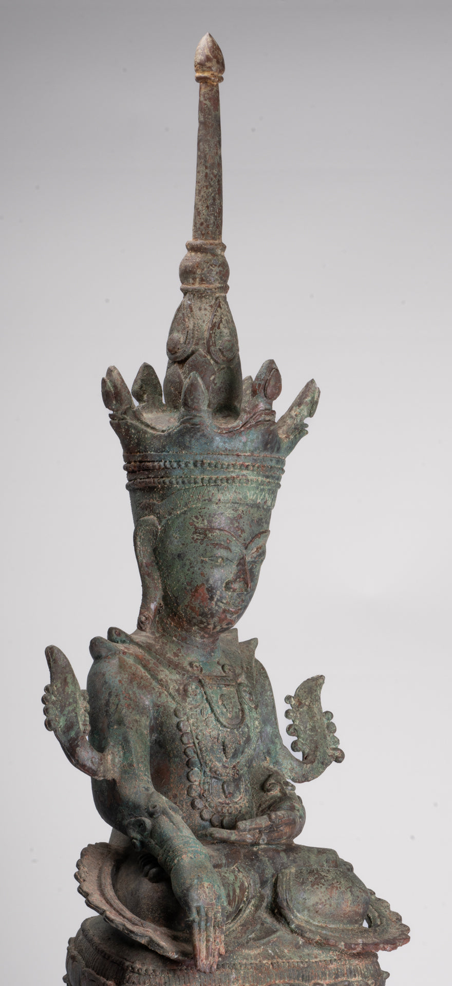 Antique Burmese Style Bronze Shan Enlightenment Seated Buddha Statue - 100cm/40"