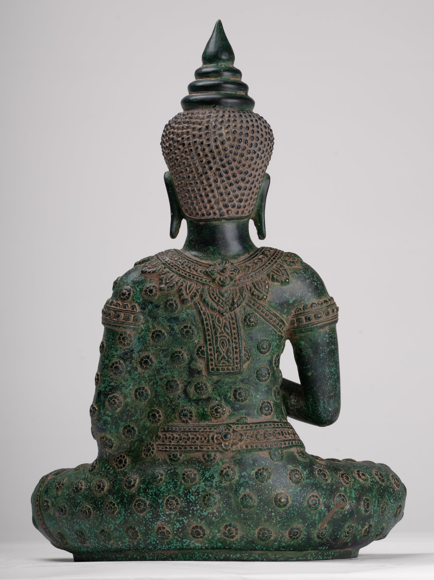 Buddha Statue - Antique Khmer Style Bronze Buddha Statue Dharmachakra Teaching Mudra - 36cm/14"