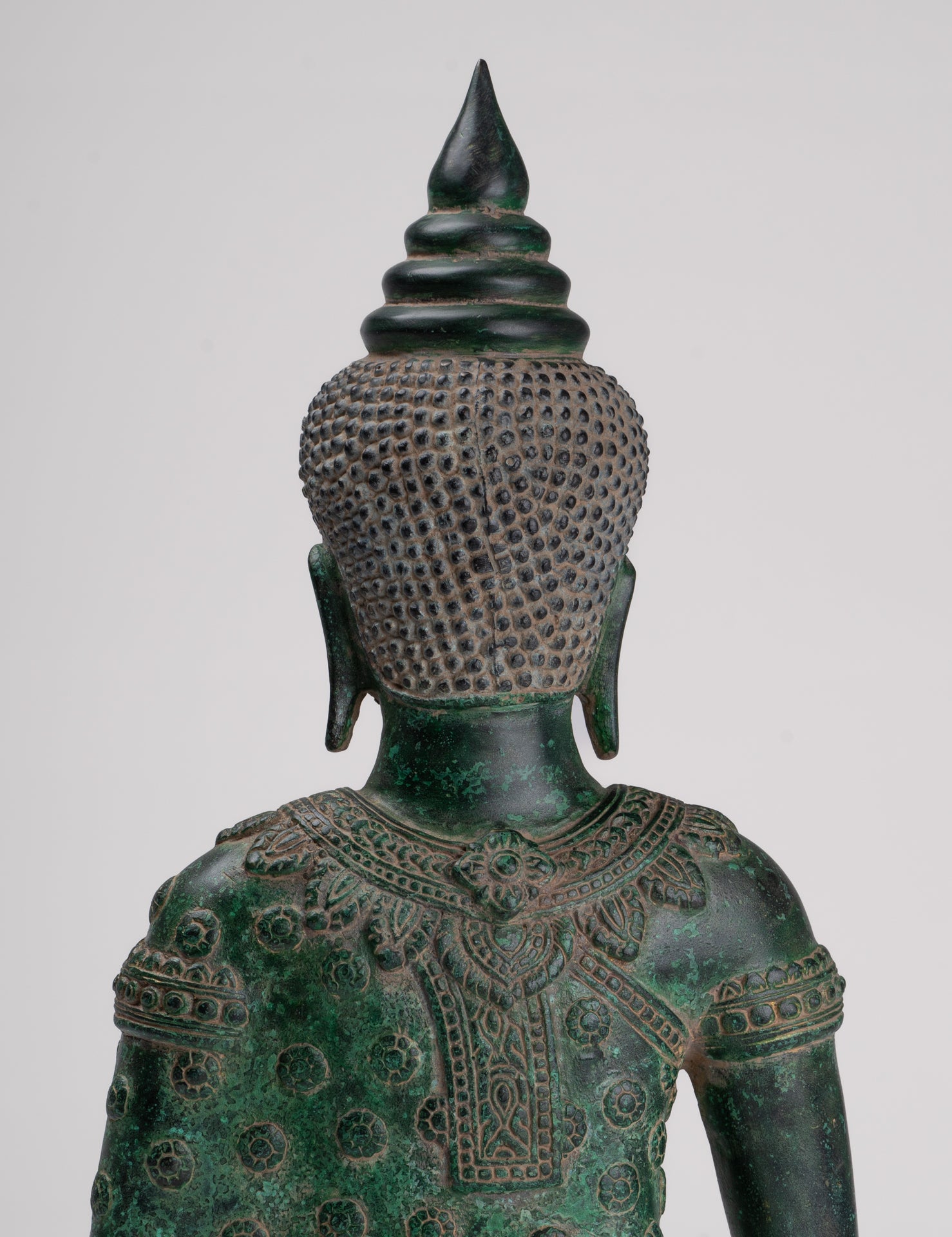 Buddha Statue - Antique Khmer Style Bronze Seated Amitabha Meditation Buddha Statue - 37cm/15"