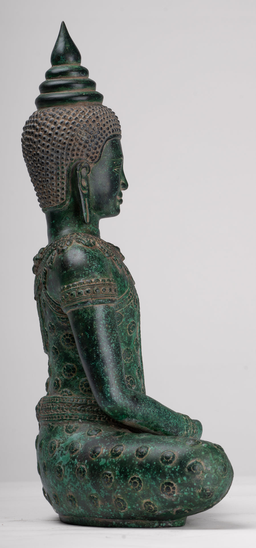 Buddha Statue - Antique Khmer Style Bronze Seated Amitabha Meditation Buddha Statue - 37cm/15"