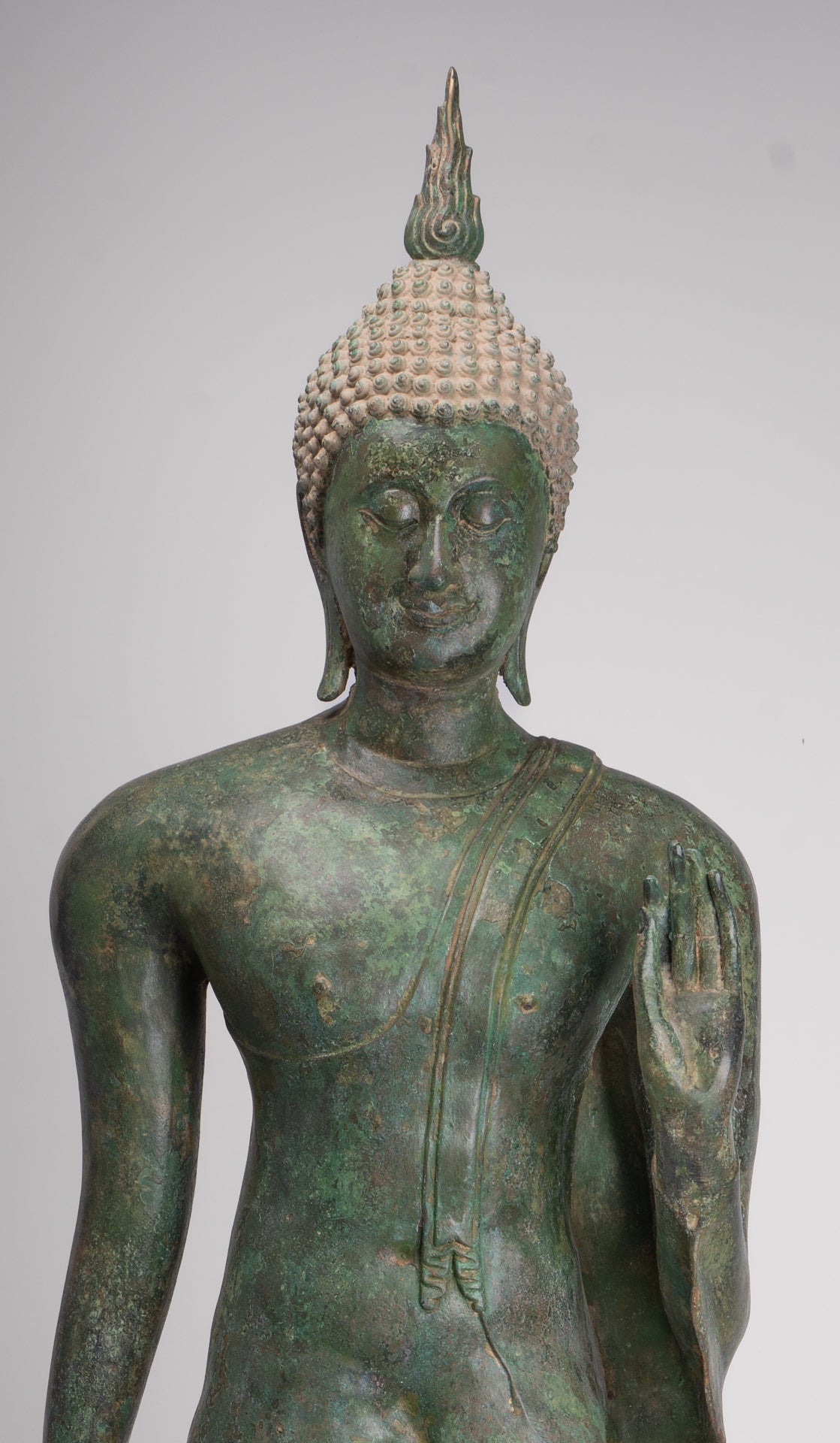 Large Antique Thai Style Sukhothai Bronze Teaching Walking Buddha Statue - 147cm/59"