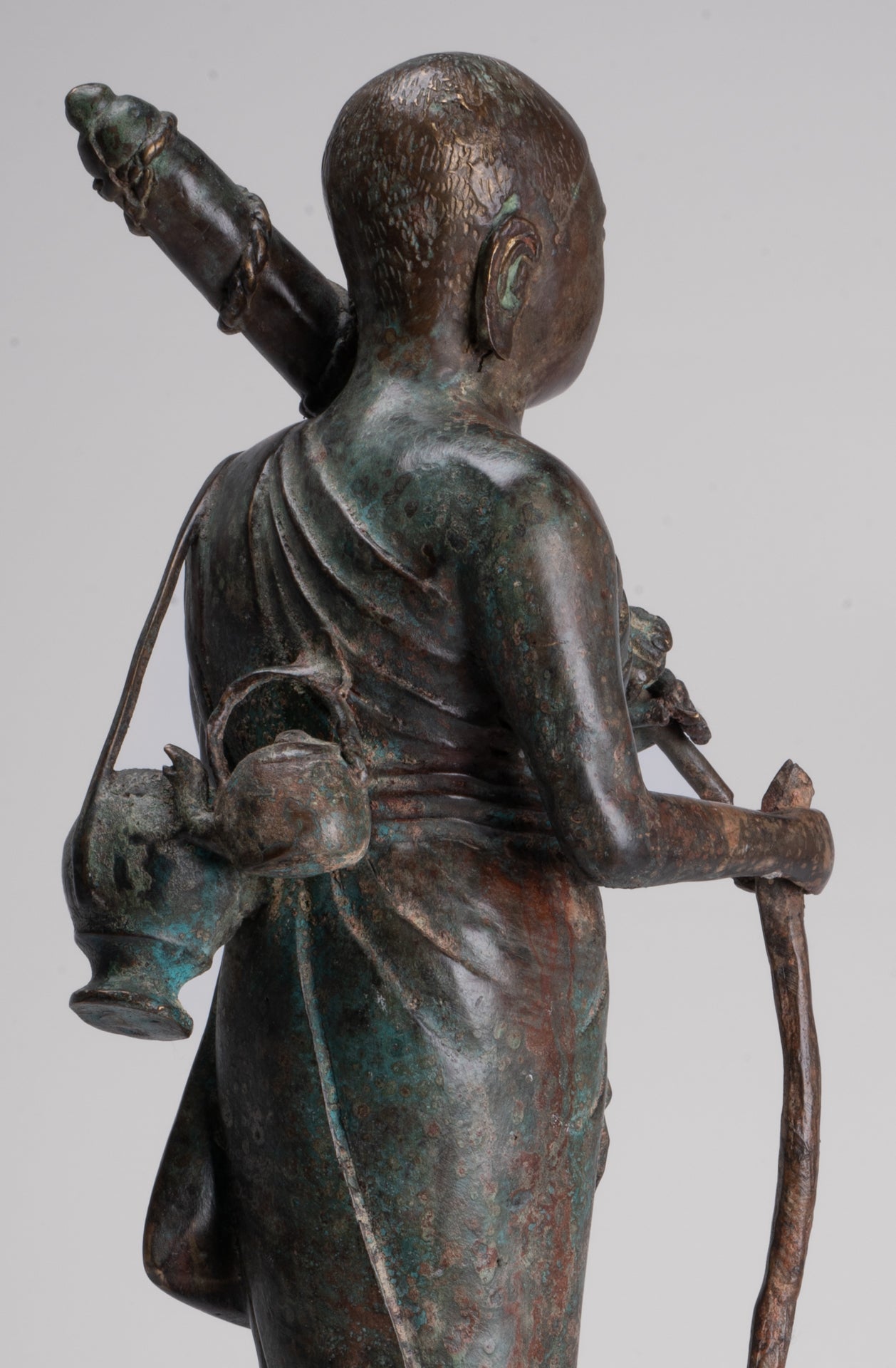 Monje - Antique Thai Style Bronze Dvaravati Sīvali Devotee / Disciple of Buddha Statue - 57cm / 23 "