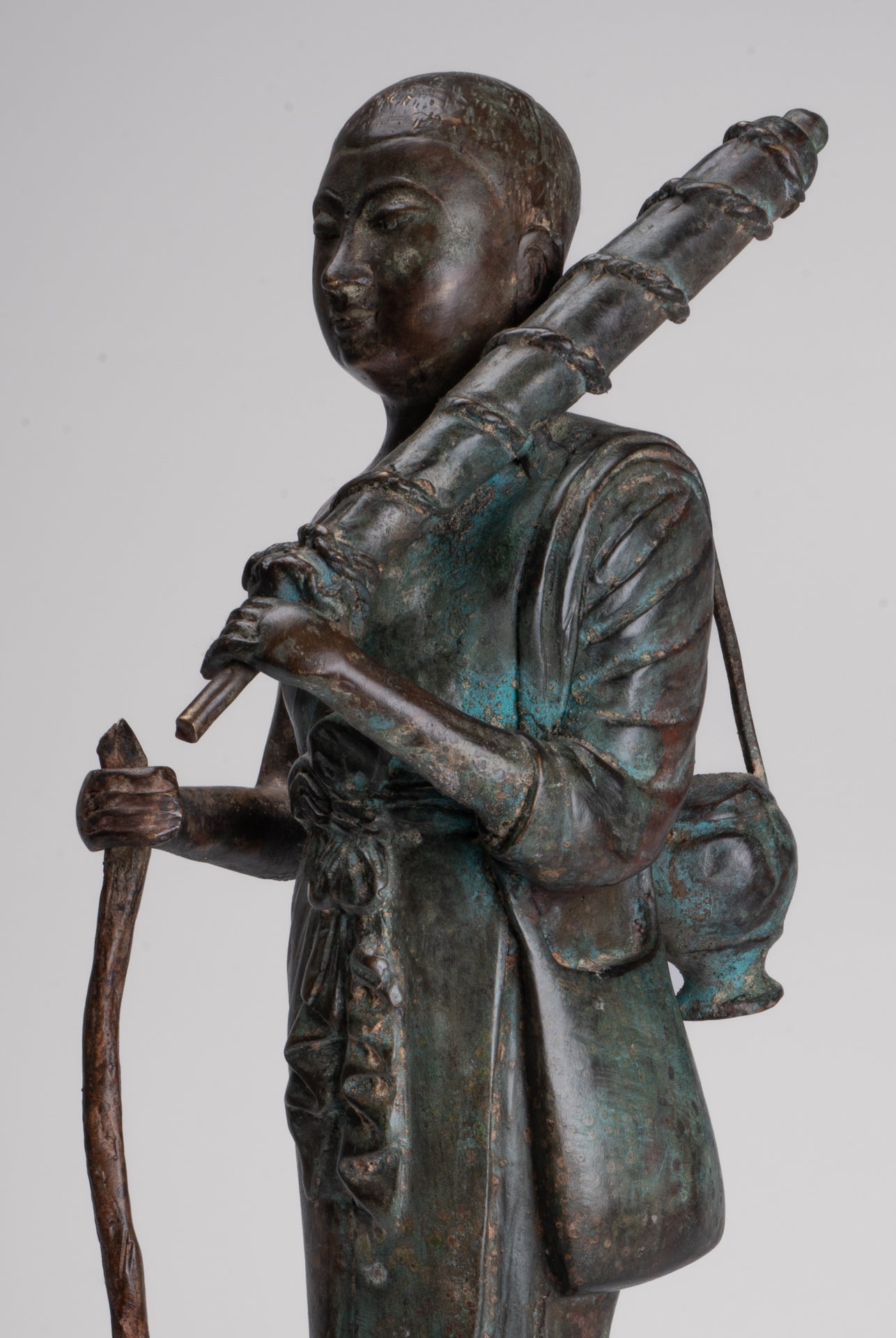 Monje - Antique Thai Style Bronze Dvaravati Sīvali Devotee / Disciple of Buddha Statue - 57cm / 23 "