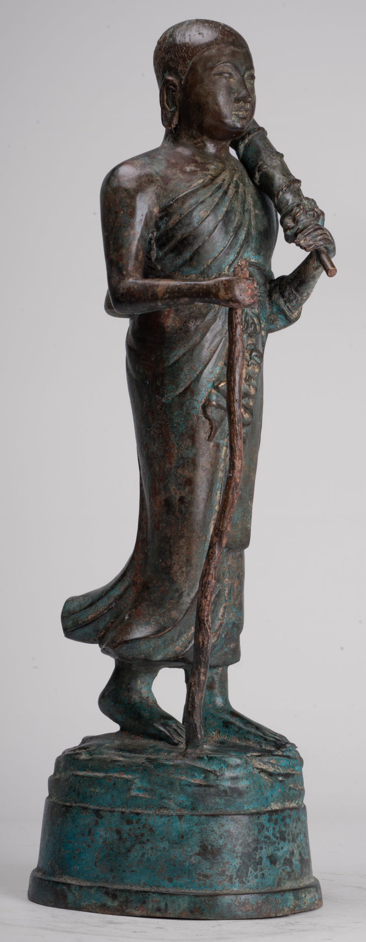 Monje - Antique Thai Style Bronze Dvaravati Sīvali Devotee / Disciple of Buddha Statue - 57cm / 23 "