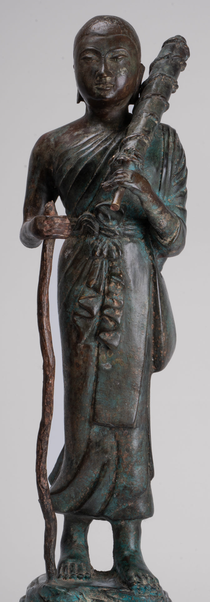 Monje - Antique Thai Style Bronze Dvaravati Sīvali Devotee / Disciple of Buddha Statue - 57cm / 23 "