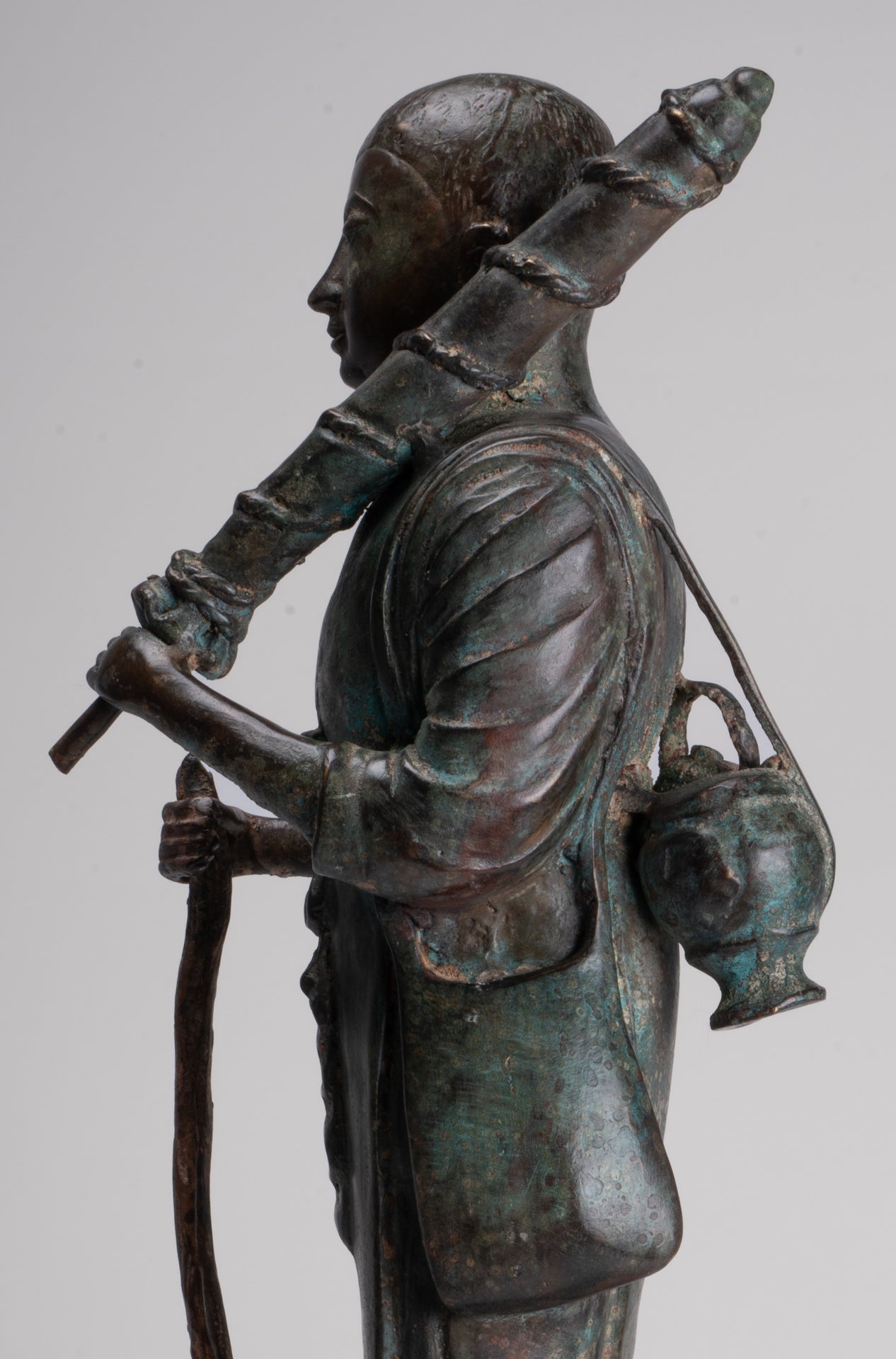 Monje - Antique Thai Style Bronze Dvaravati Sīvali Devotee / Disciple of Buddha Statue - 57cm / 23 "