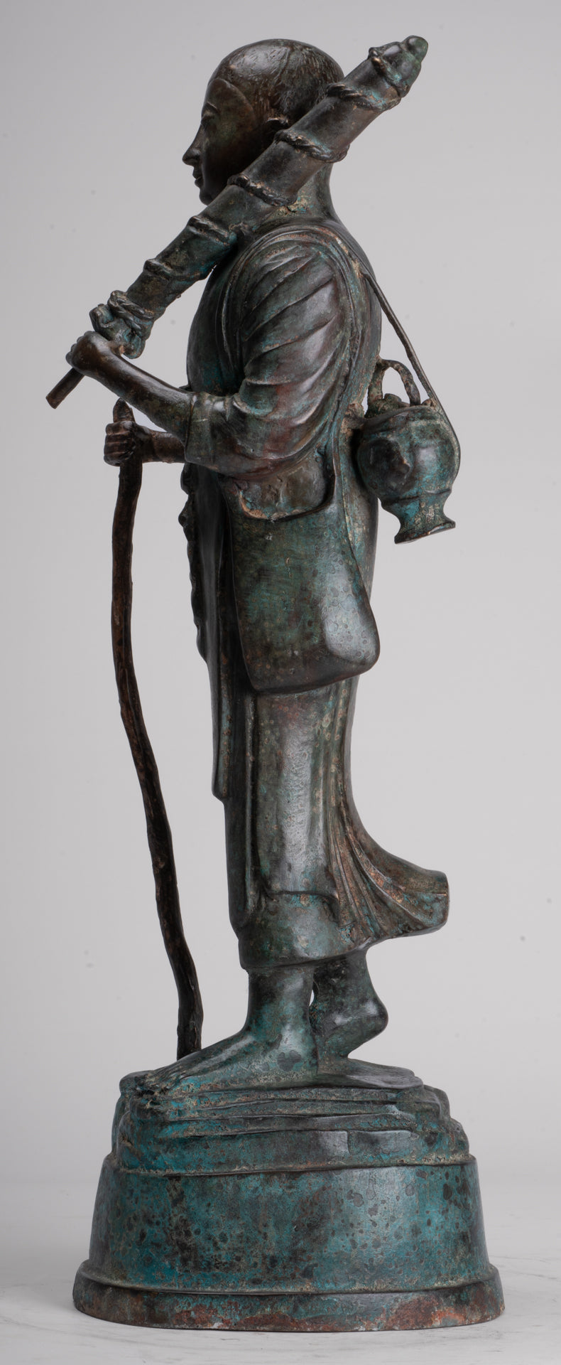 Monje - Antique Thai Style Bronze Dvaravati Sīvali Devotee / Disciple of Buddha Statue - 57cm / 23 "