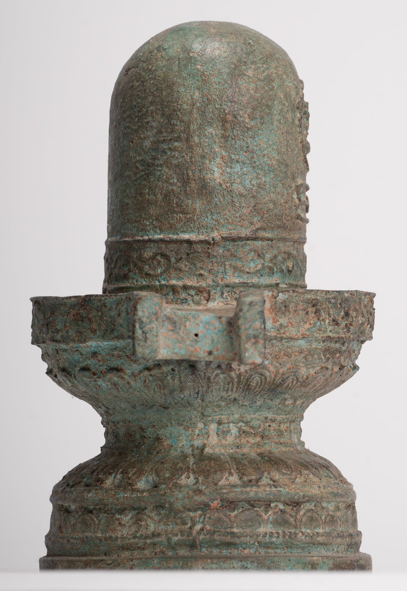 Linga - Antique Indian Style South Asia Bronze Shiva Linga / Lingnum & Yoni - 27cm/11"