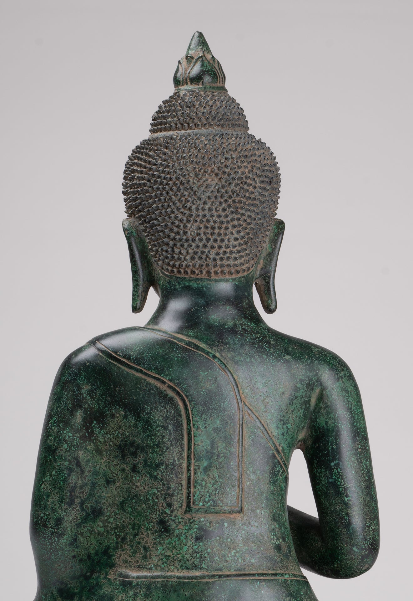Buddha Statue - Antique Khmer Style Bronze Enthroned Teaching Buddha Statue - 47cm/19"