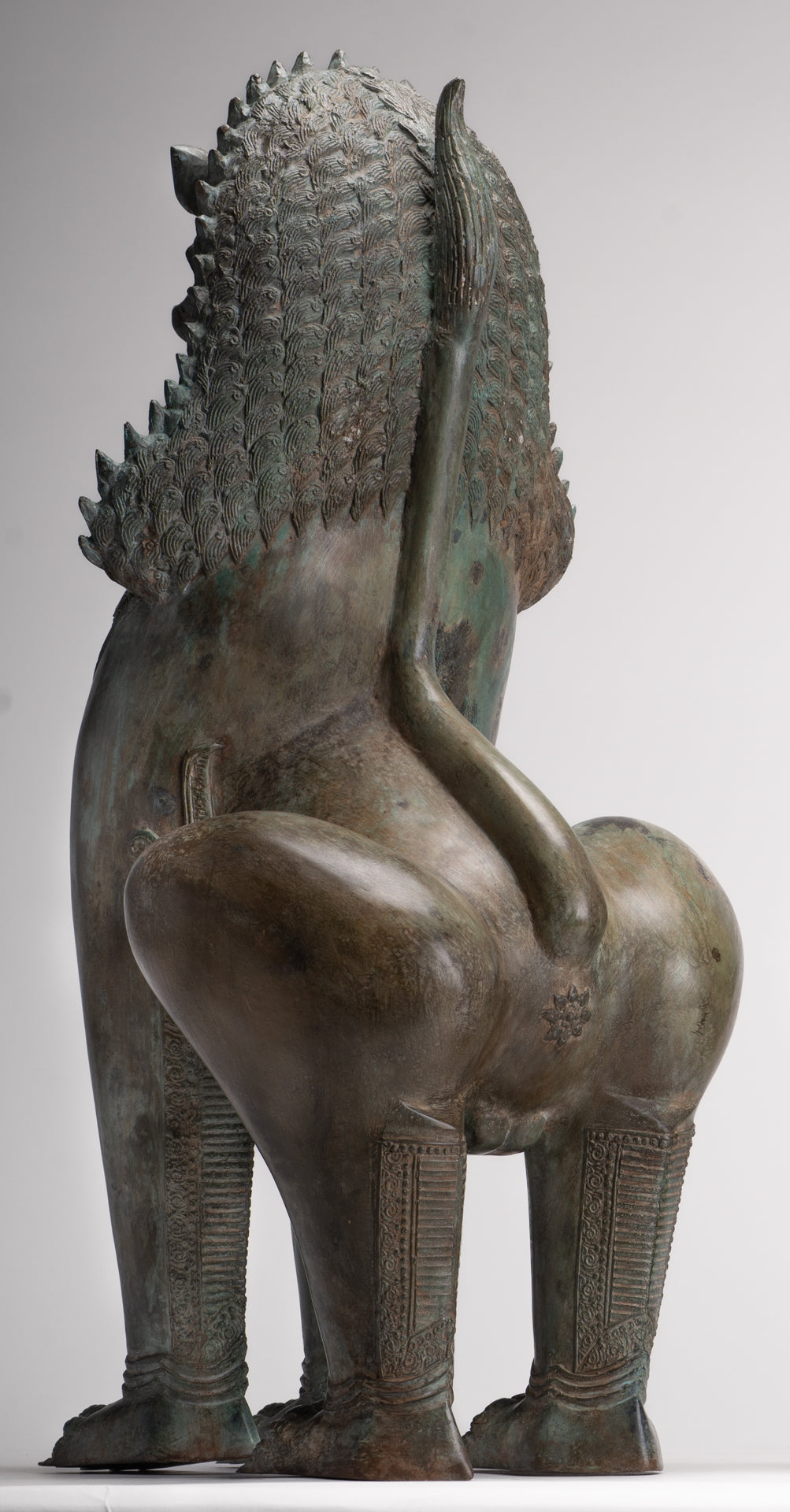 Temple Lion - Antique Thai Style Bronze Standing Singha Temple Guardians or Lions - 61cm/24" (Pair)