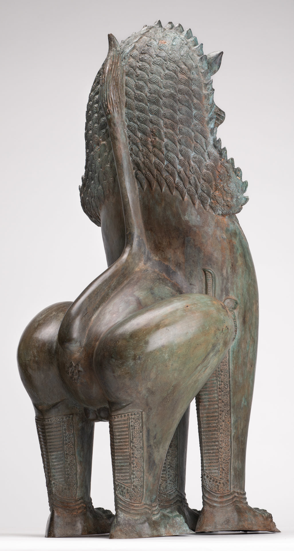 Temple Lion - Antique Thai Style Bronze Standing Singha Temple Guardians or Lions - 61cm/24" (Pair)